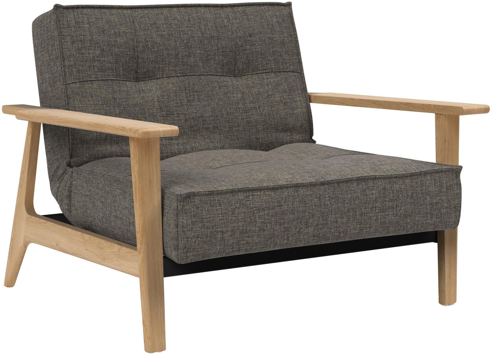 INNOVATION LIVING ™ Sessel Splitback, Multifunktion, Loungesessel, Relaxstuhl, Fernsehsessel, Relaxsessel mit verstellbarer Rückenlehne, Armlehne aus massiver Eiche