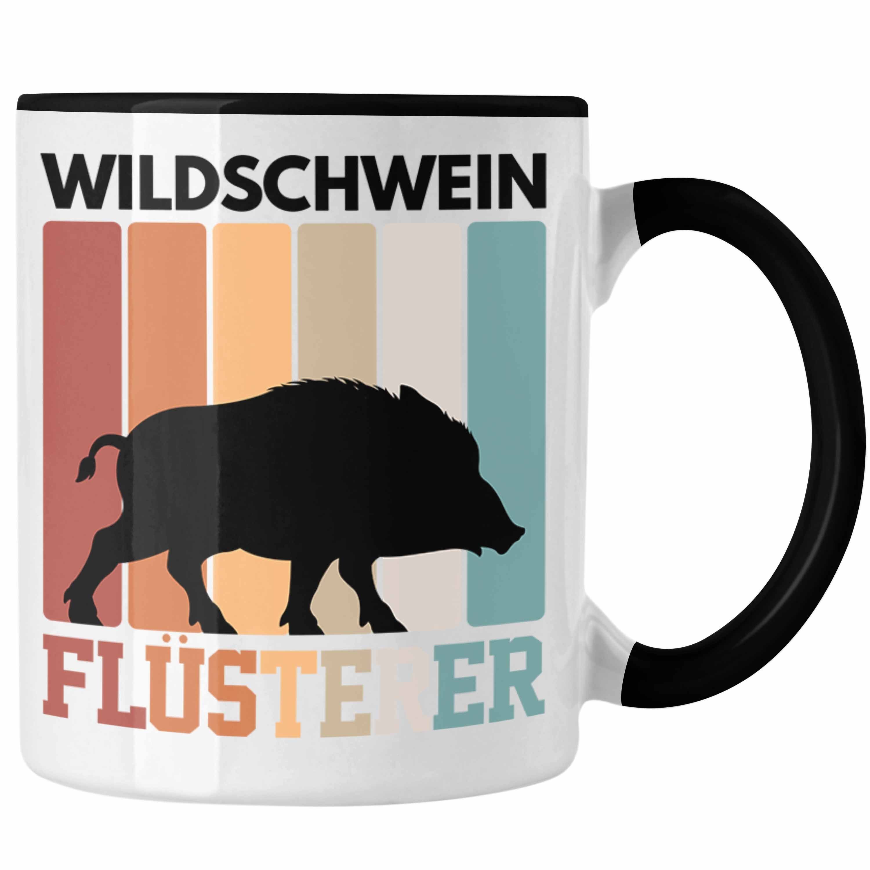 Trendation Tasse Trendation - Jäger Tasse Geschenk Wildschwein Flüsterer Lustige Gesche Schwarz | Teetassen