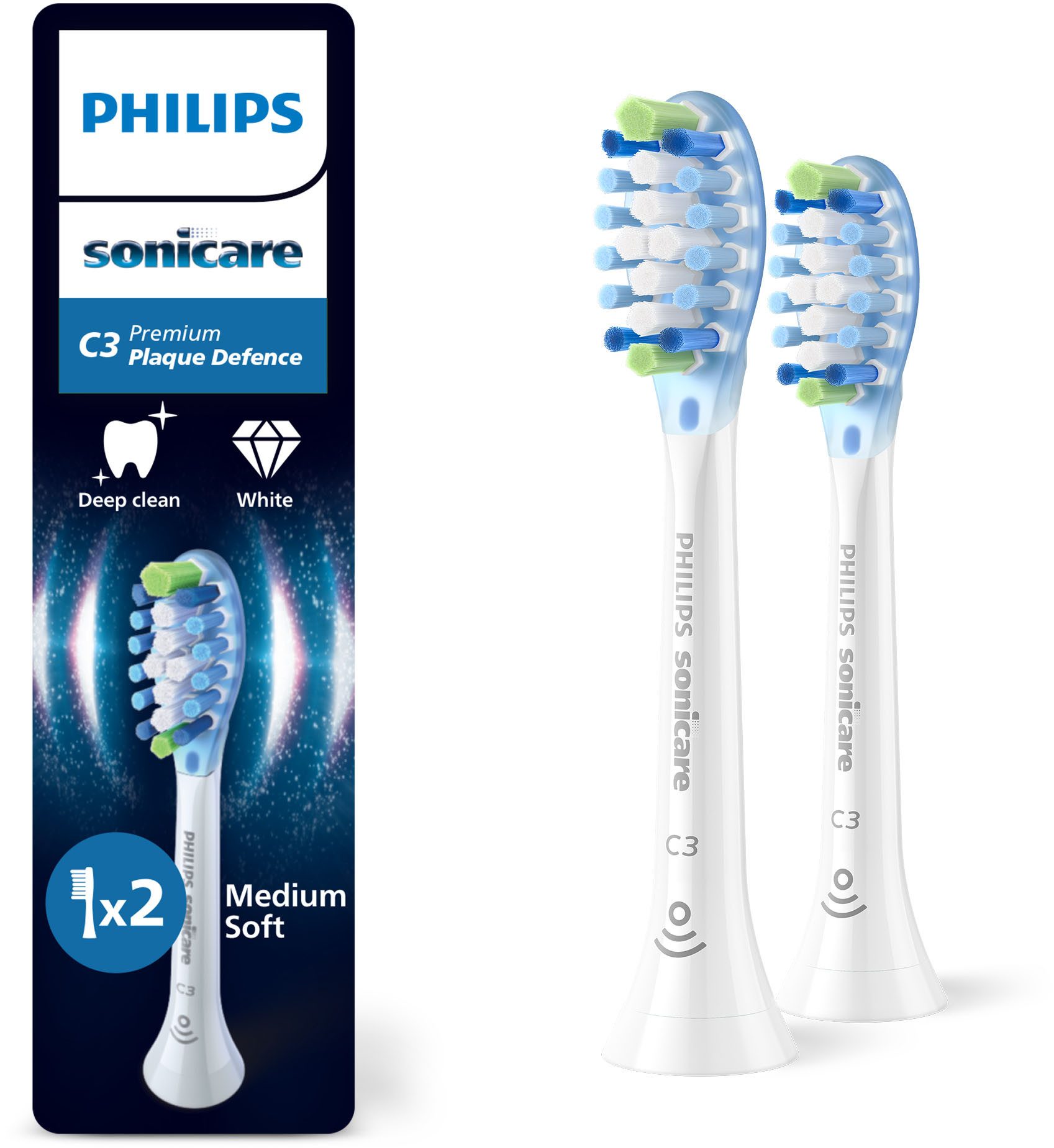 Philips Sonicare Щітки C3 Premium Plaque Defence, für extra gründliche Plaque-Entfernung, für jedes Sonicare Handstück