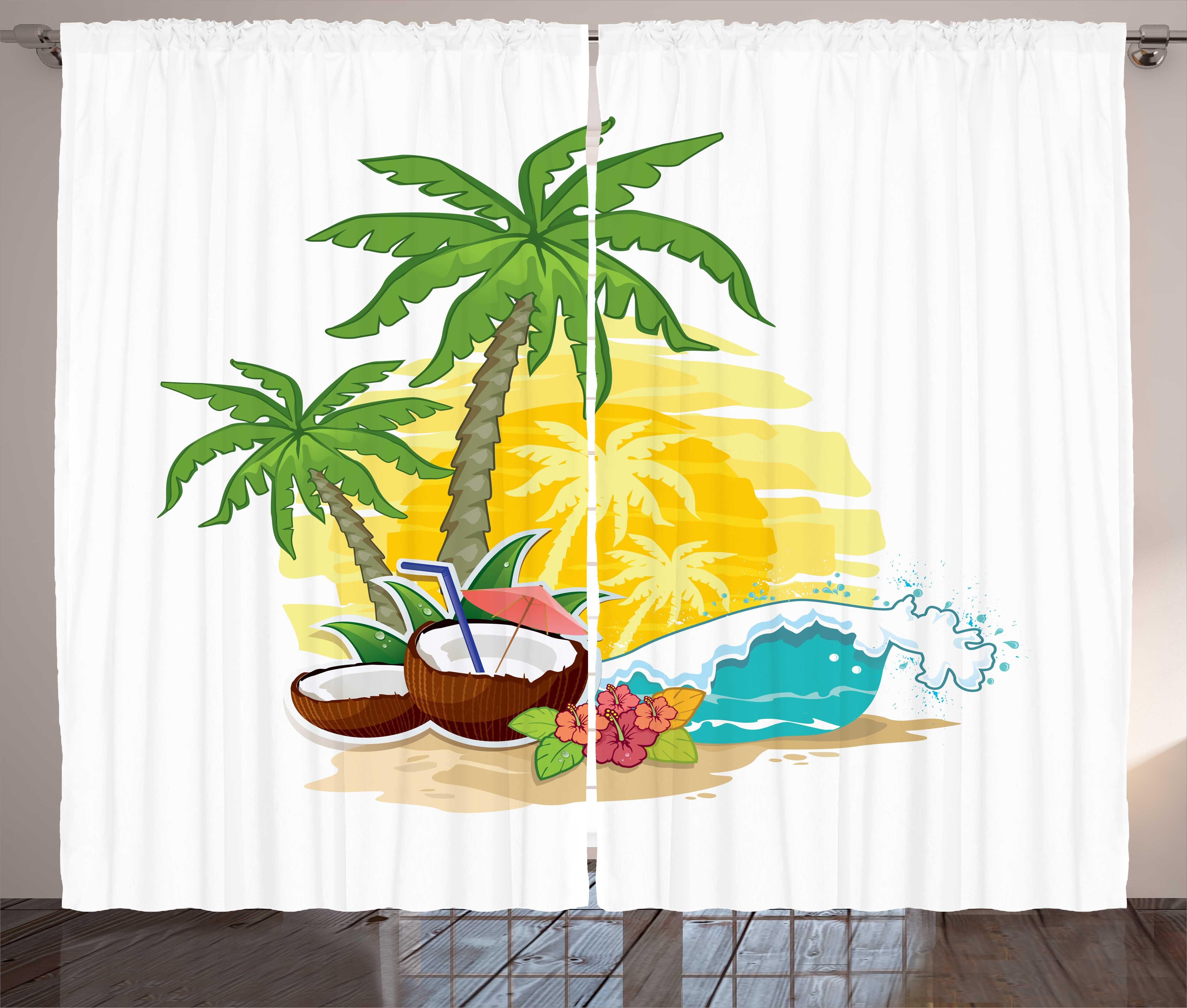 Haken, Abakuhaus, mit Gardine Palms Schlaufen und Kräuselband Coconut Drink Cocktailparty Vorhang Schlafzimmer
