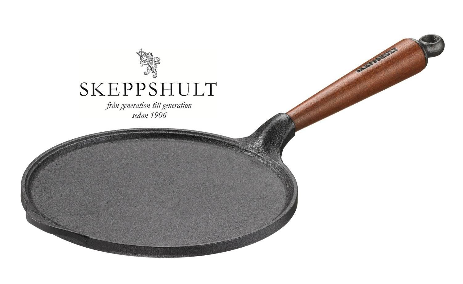 Skeppshult Bratpfanne Skeppshult Gusseisen Crepe Pfanne Ø 23 cm mit Walnussholzgriff