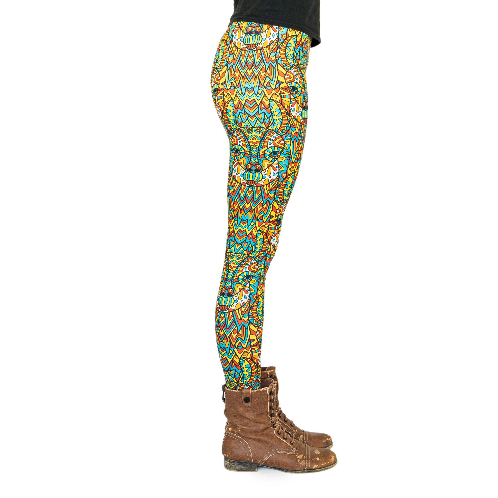 cosey Leggings Bedruckte Bunte Lama-Leggings/Tights Tier (Einheitsgröße XS-L) Maya Lama