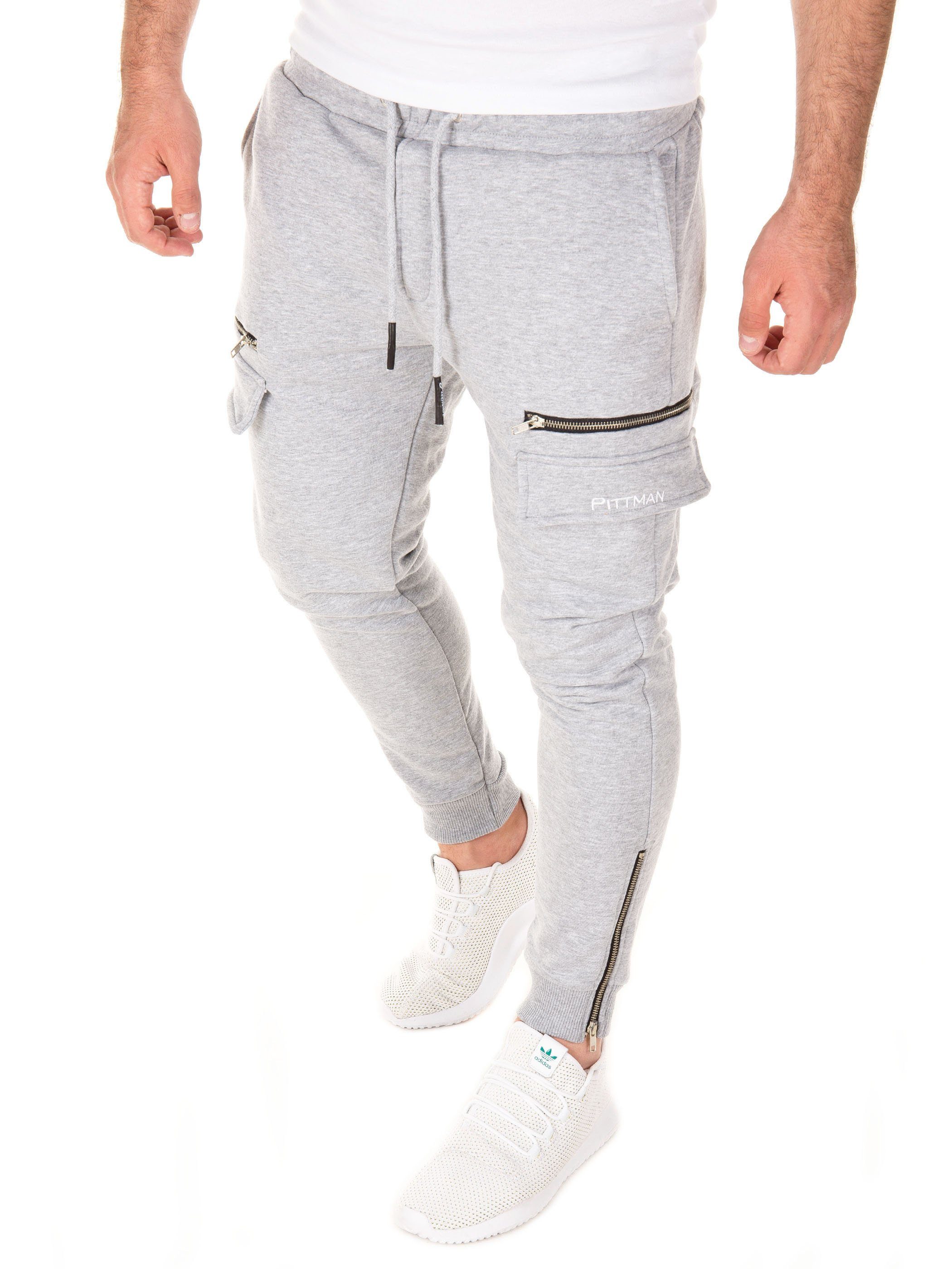 Pittman Sweatpants Bruno Cargo Track Pants mit elastischem Bund und Kordelzug Hellgrau (dapple gray (163907))