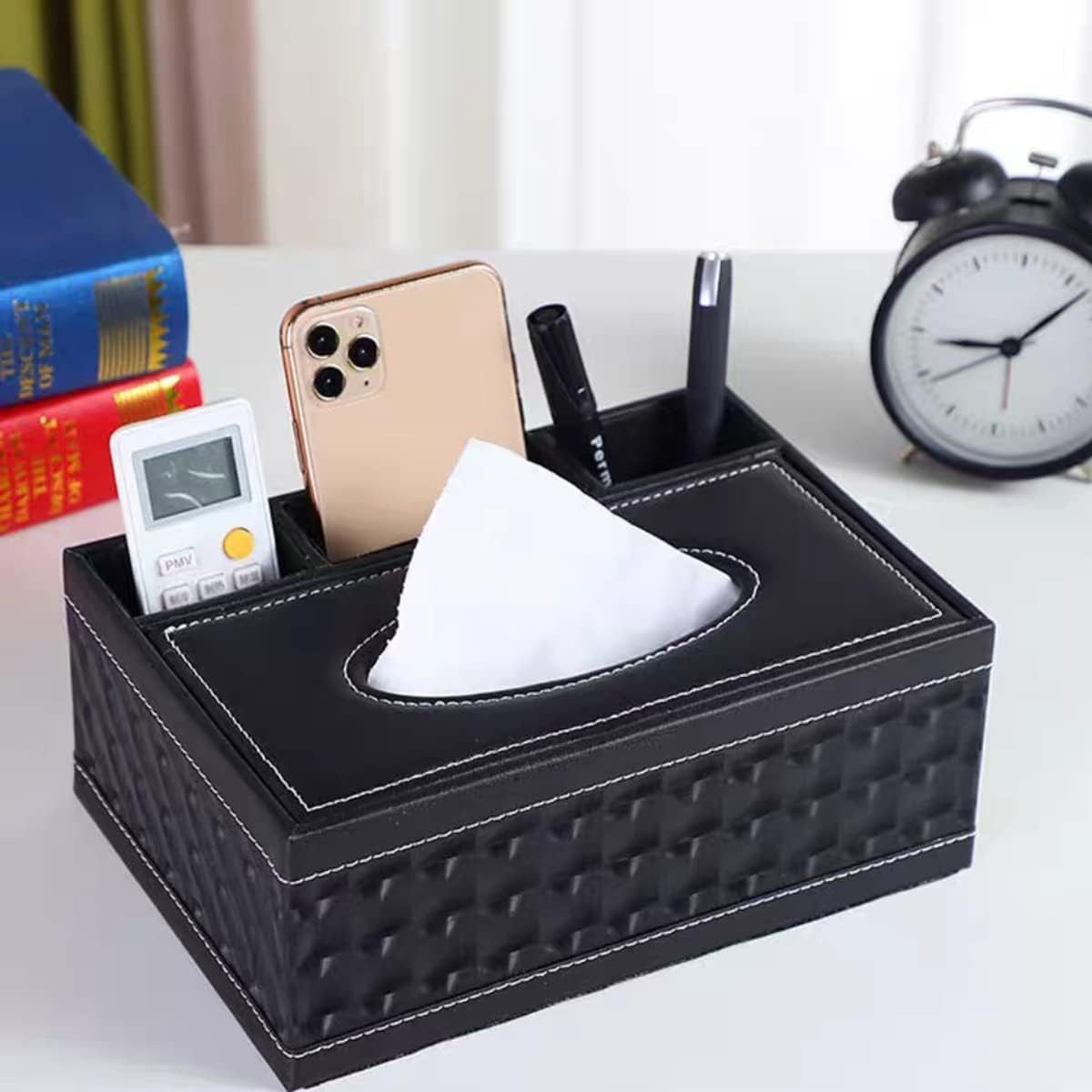 BYSURE Feuchttücherbox (1 St), Taschentuchbox aus PU-Leder mit Aufbewahrungsbox für Fernbedienung