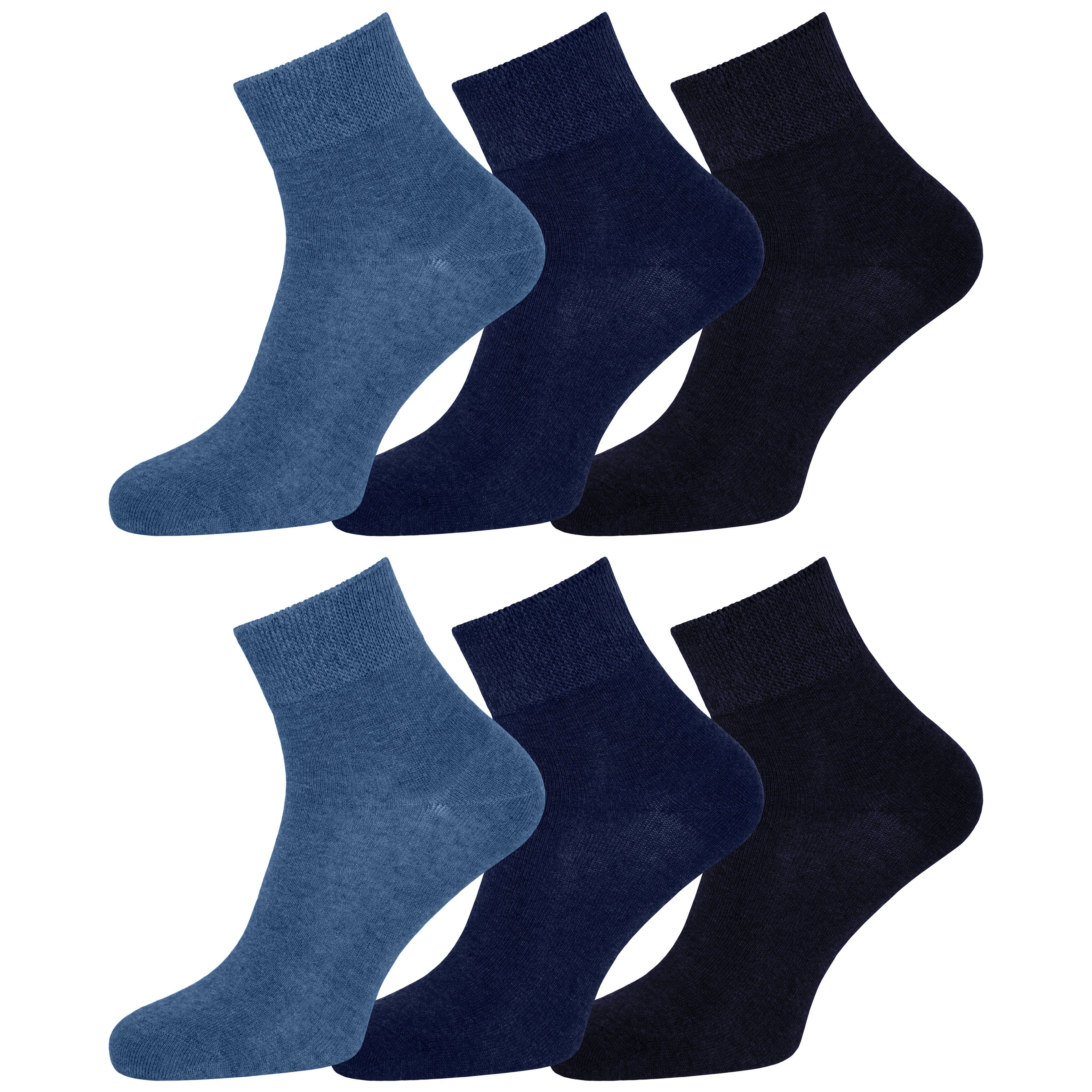 OCERA Diabetikersocken Diabetiker geeignet Socken blau 6x ohne Gummibund Unisex Kurzschaft und für