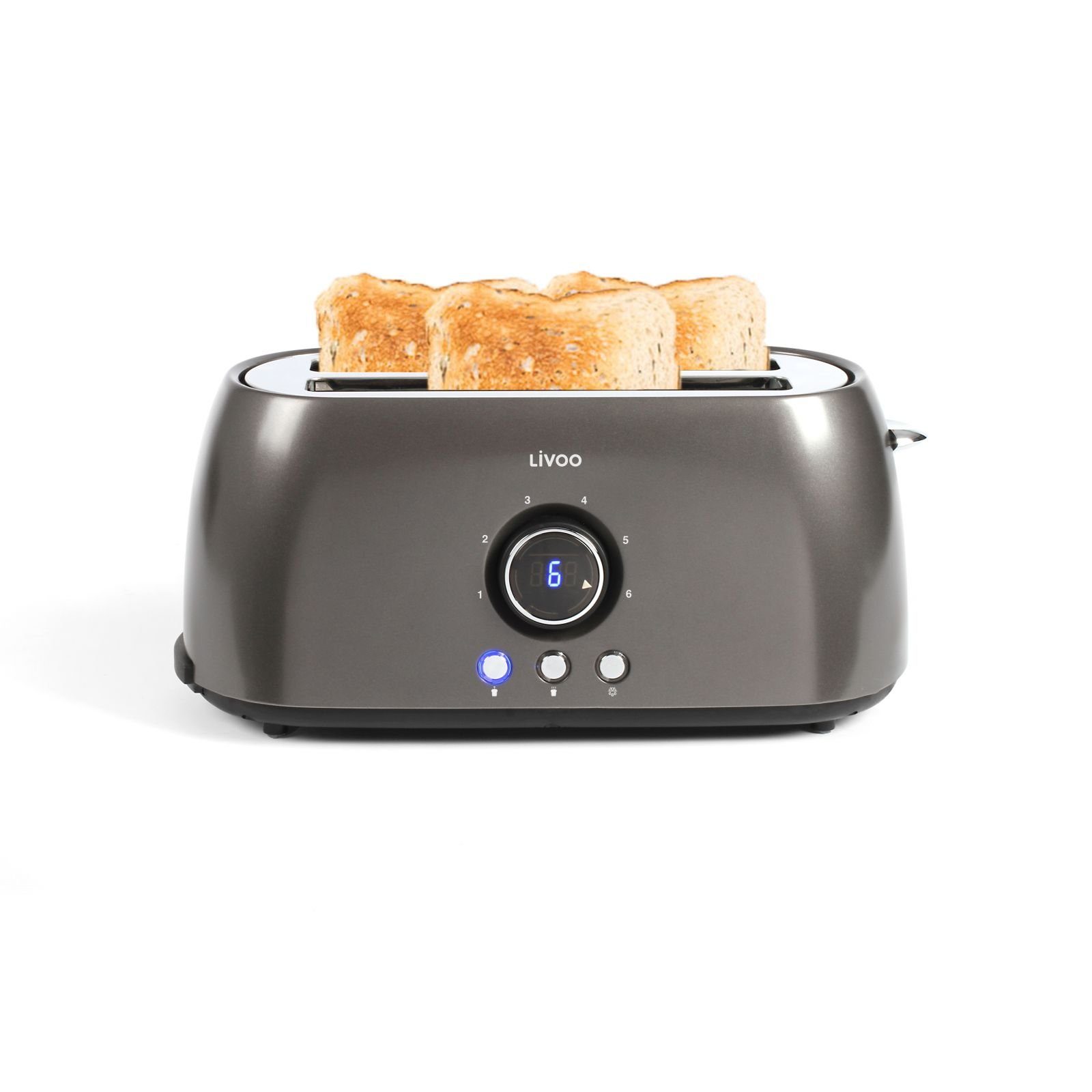 LIVOO Toaster LIVOO Toaster Digitalanzeige Countdown 2-Schlitz-Toaster 1400 Watt