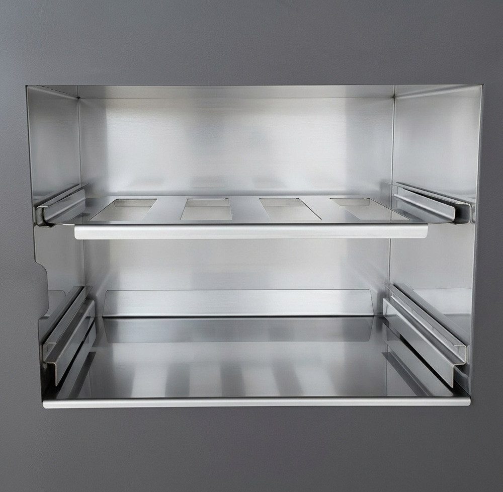 Prometey Festbrennstoffherd Küchenofen Holzherd P ECO INOX Edelstahlbackfach, linke Version, 7.0 kW