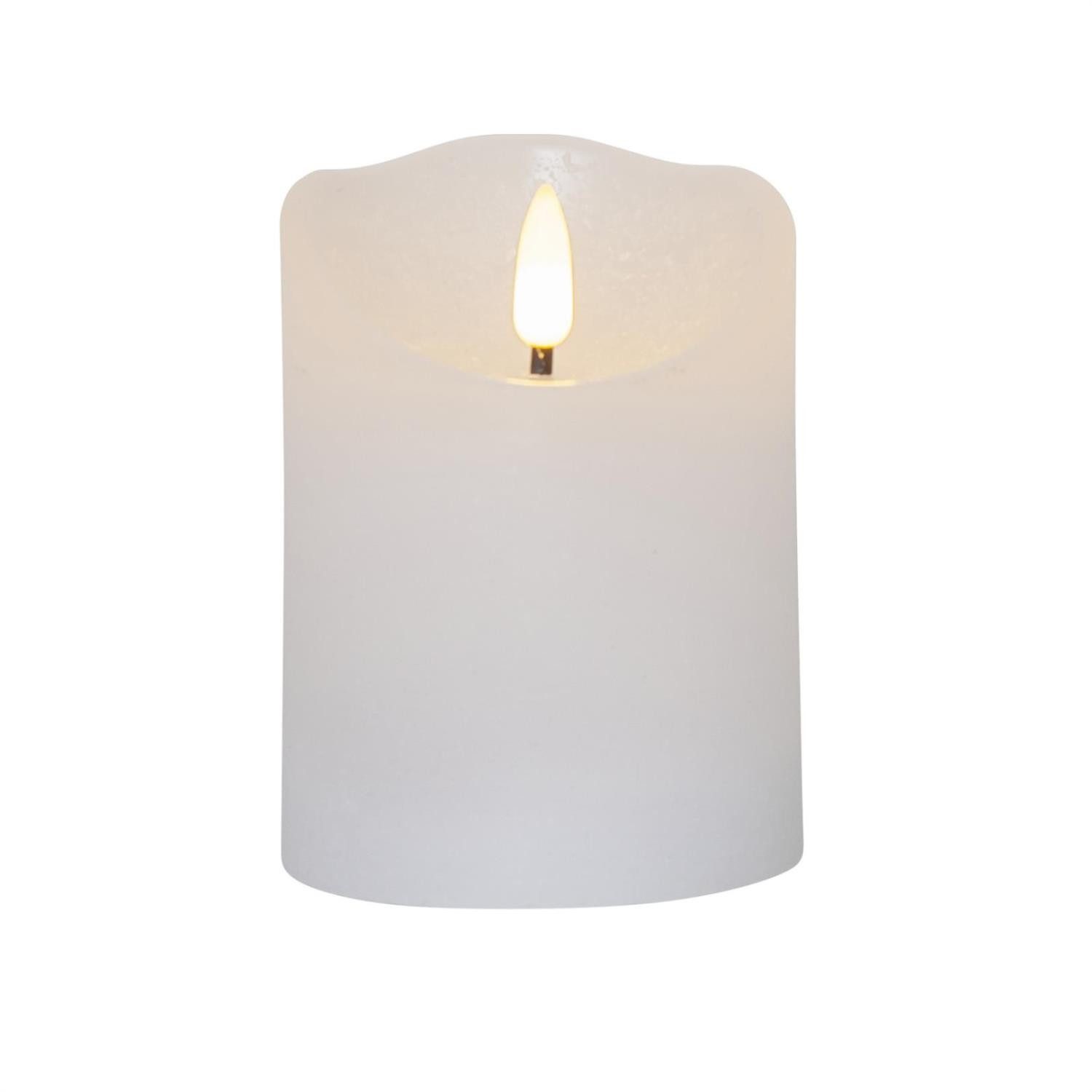 LED-Kerze Rustik Optik Echtwachs flackernde Flamme H: 10cm Timer Batterie weiß