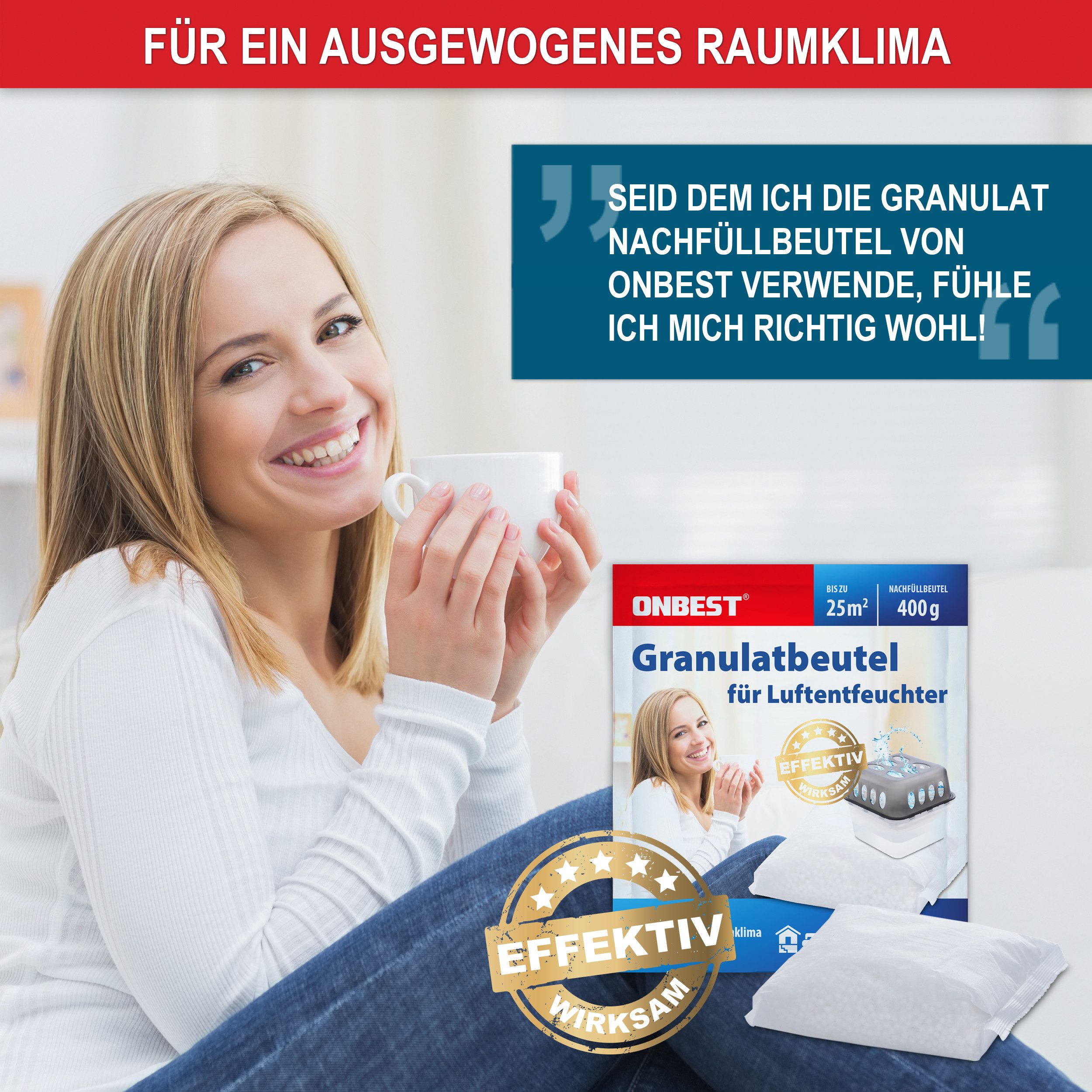 Onbest Luftentfeuchter-Nachfüllpack Set mit 14 x 400 g, Granulat Nachfüllbeutel, Universal einsetzbar – Bild 5 von 5