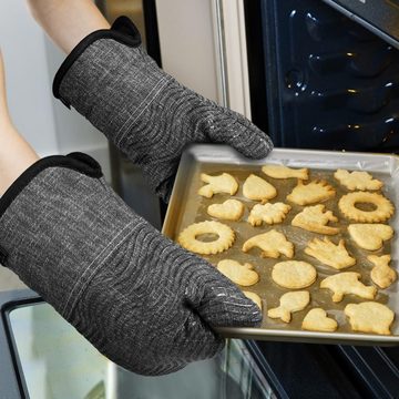 Caterize Topflappen 2 Stück Ofenhandschuhe Hitzebeständige Topfhandschuhe Extra Lang