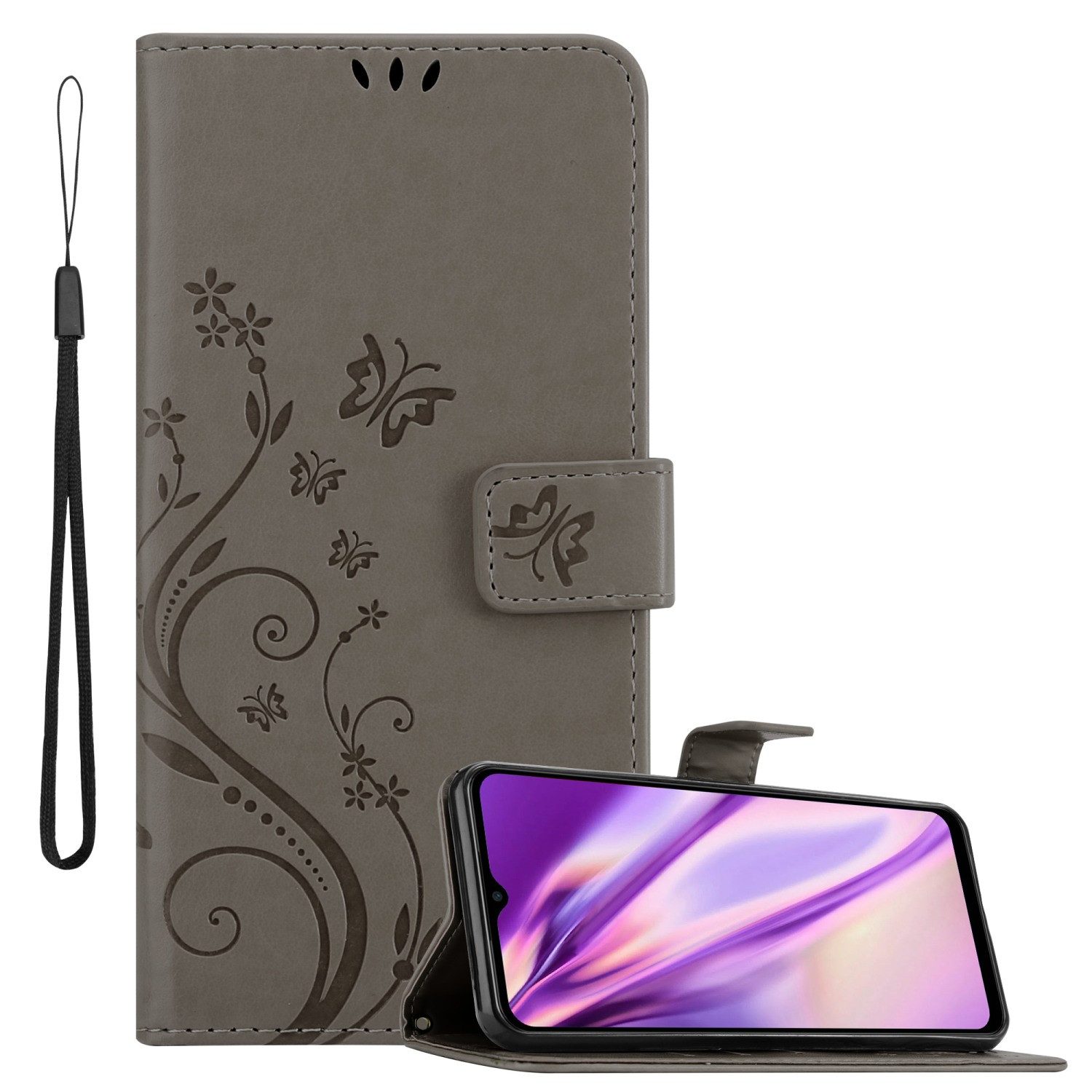 Cadorabo Handyhülle für Samsung Galaxy M23 5G Hülle Samsung Galaxy M23 5G, Hülle Schutzhülle Blumen Flower mit Standfunktion Kartenfach Magnet