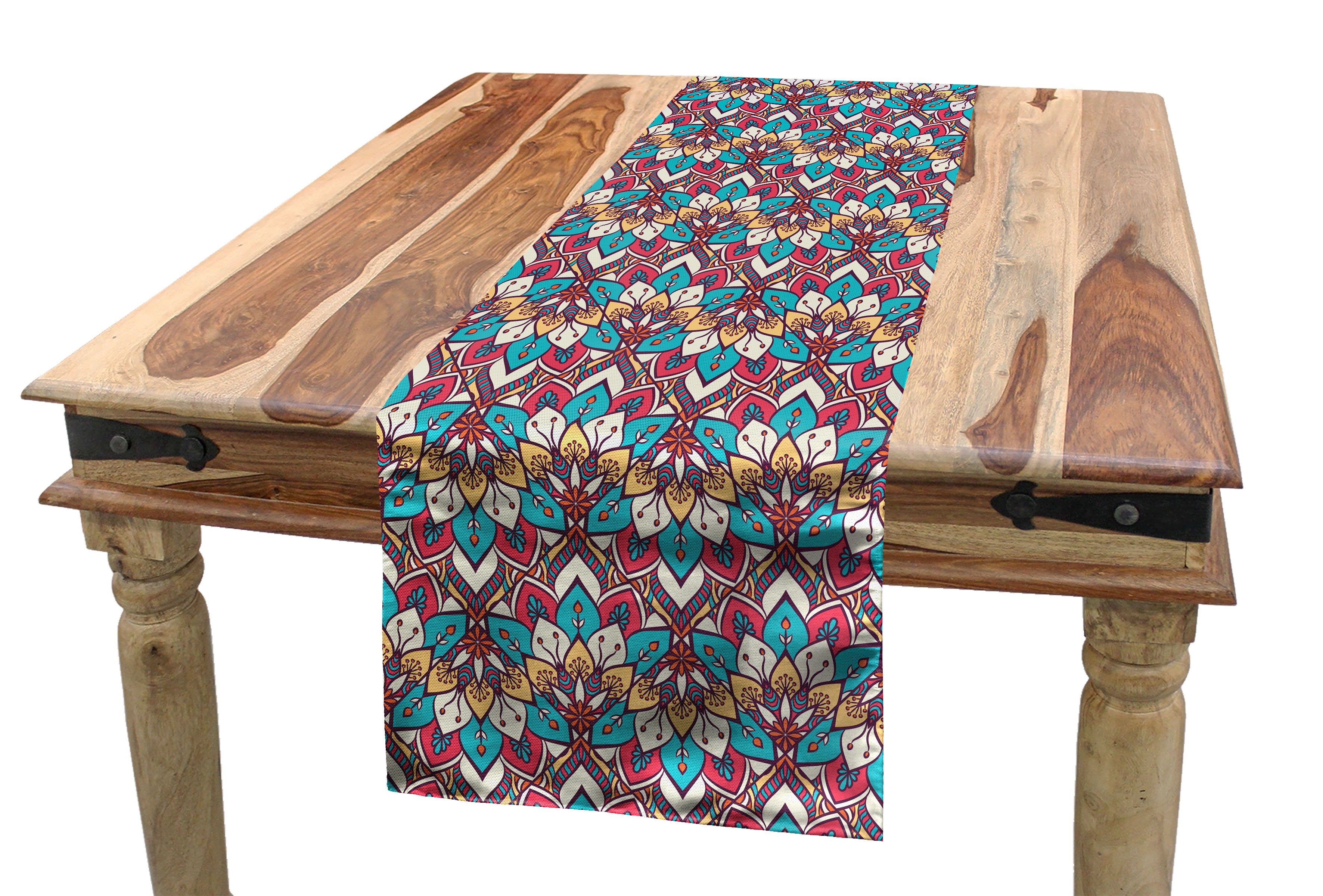 Abakuhaus Tischläufer Esszimmer Küche Rechteckiger Dekorativer Tischläufer, Mandala Oriental Pattern
