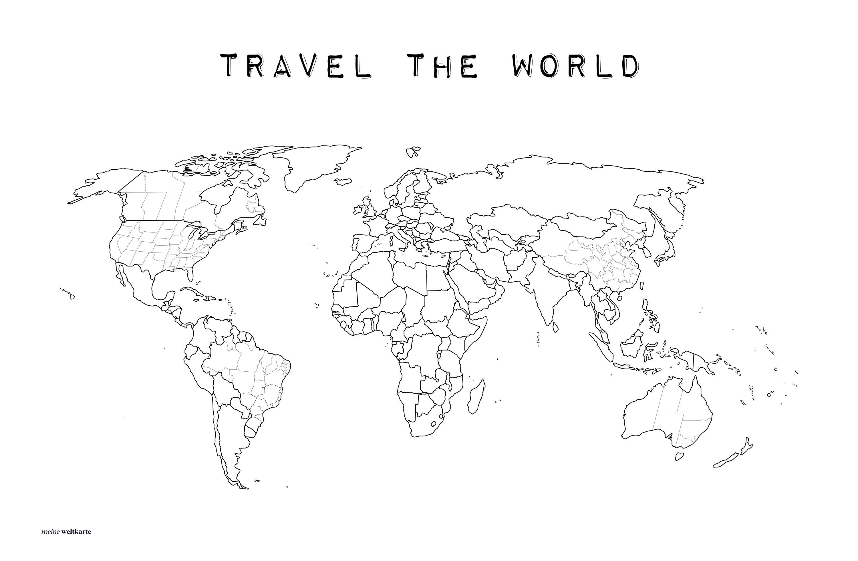 mw Leinwandbild Weltkarte Travel the World #2 zum Ausmalen