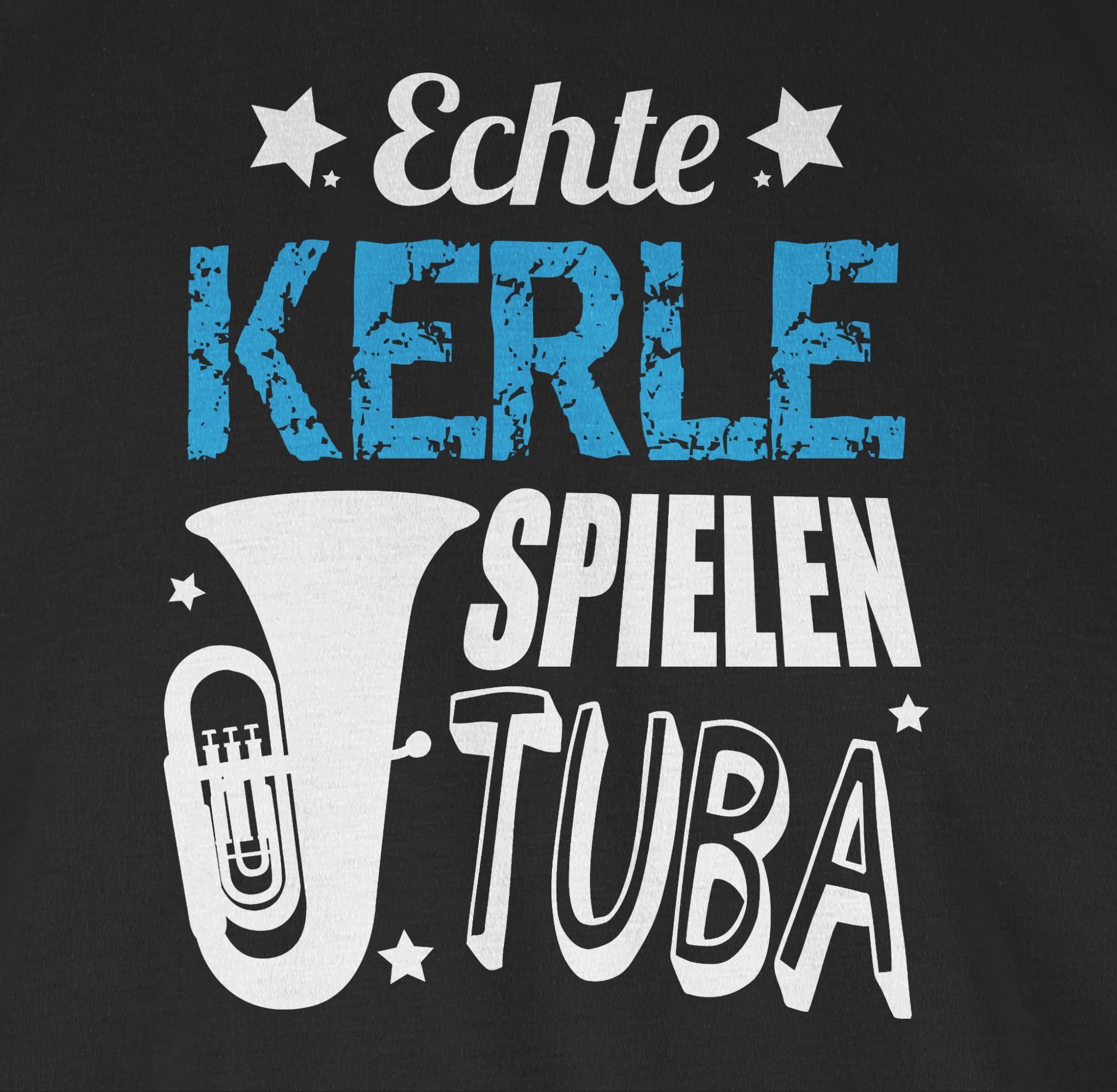 T-Shirt Echte Kerle Musik spielen Tuba 1 Zubehör Instrument Schwarz Shirtracer