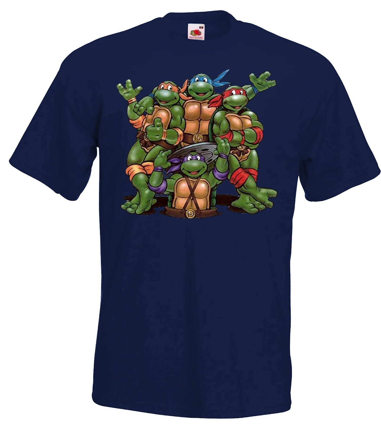 T-Shirt Herren Frontprint Designz trendigem Navyblau T-Shirt Turtles für Youth Bande mit