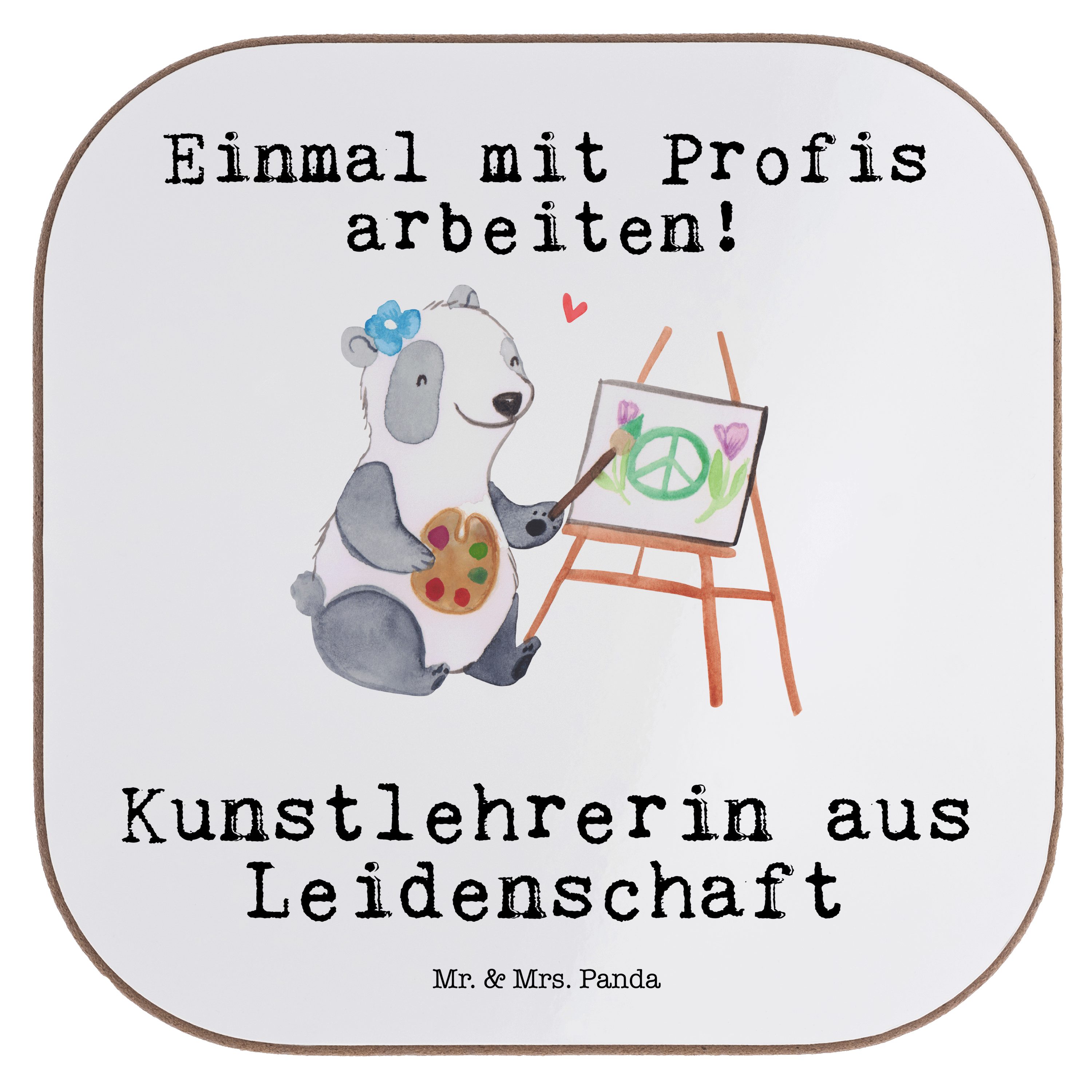 Rente, Mrs. aus Getränkeuntersetzer Kunstlehrerin - Leidenschaft Mr. Geschenk, Hobbymalerin, - Weiß Panda 1-tlg. &