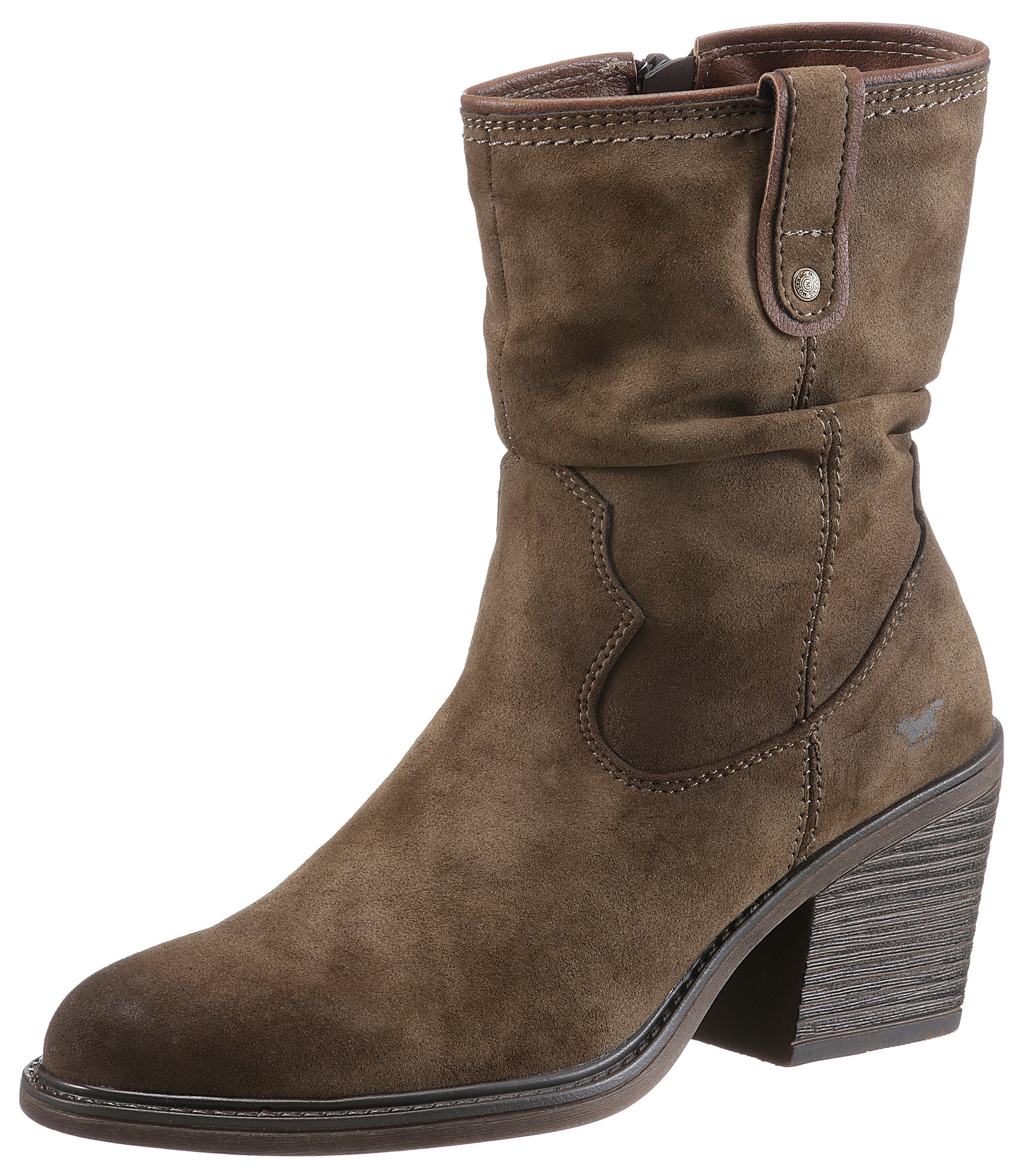 Mustang Shoes Cowboystiefel mit gerafftem slouchy-Schaft