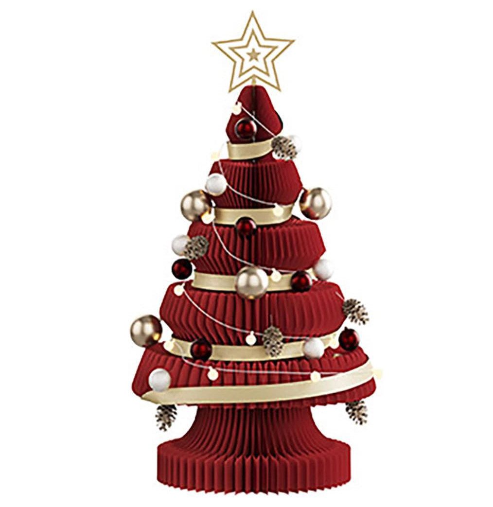 Coonoor Künstlicher Weihnachtsbaum Faltbarer Papier-Weihnachtsbaum, Weihnachtsdeko, Für den Innenbereich, Wabenstruktur, Langlebig, Künstlicher Papier-Weihnachtsbaum, 53x33cm