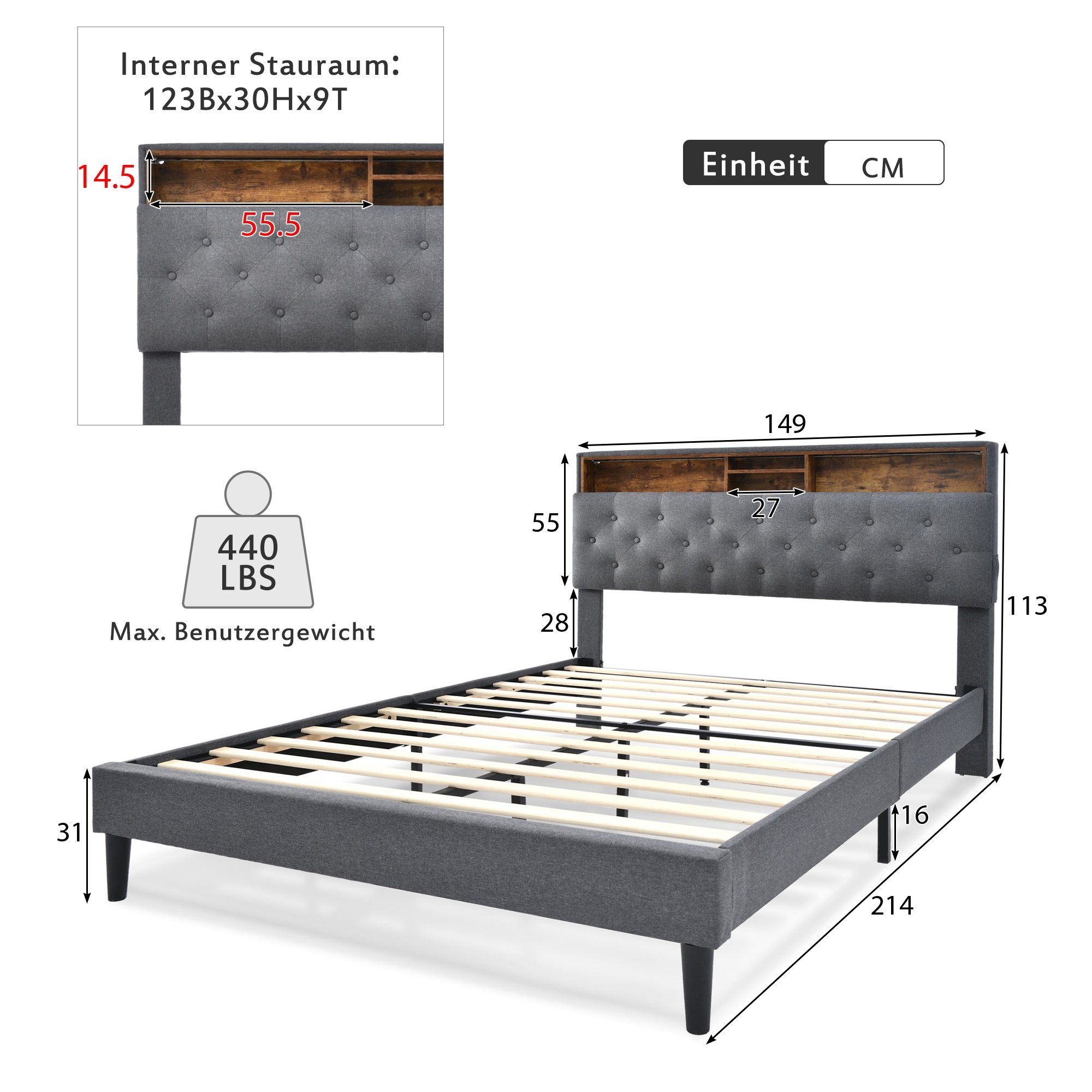 Ulife Polsterbett Doppelbett mit LED-Beleuchtung (Packung, 1 Bett) günstig online kaufen