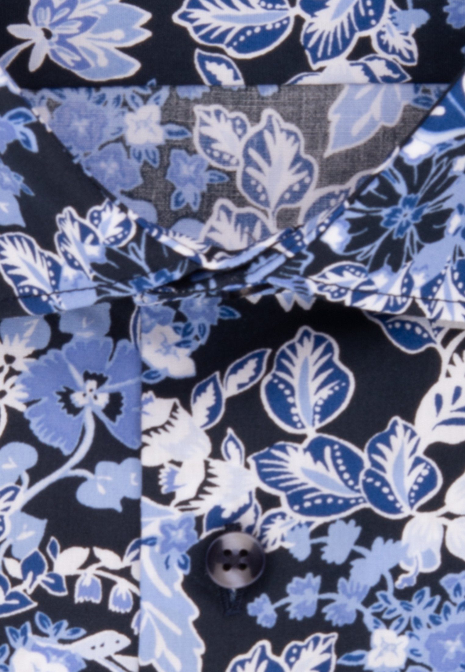 Regular Floral Hellblau Regular Businesshemd Langarm seidensticker Kentkragen