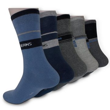 Die Sockenbude Basicsocken JEANS (Bund, 5-Paar, blau grau schwarz) mit Komfortbund ohne Gummi