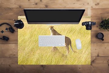 MuchoWow Gaming Mauspad Gepard in der Masai Mara (1-St), Büro für Tastatur und Maus, Mousepad Gaming, 90x60 cm, XXL, Großes