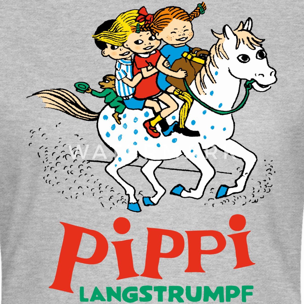 Spreadshirt T-Shirt Pippi Langstrumpf Ausritt Mit Annika Und Tommy Frauen T-Shirt (1-tlg) Slim Fit, fällt klein aus