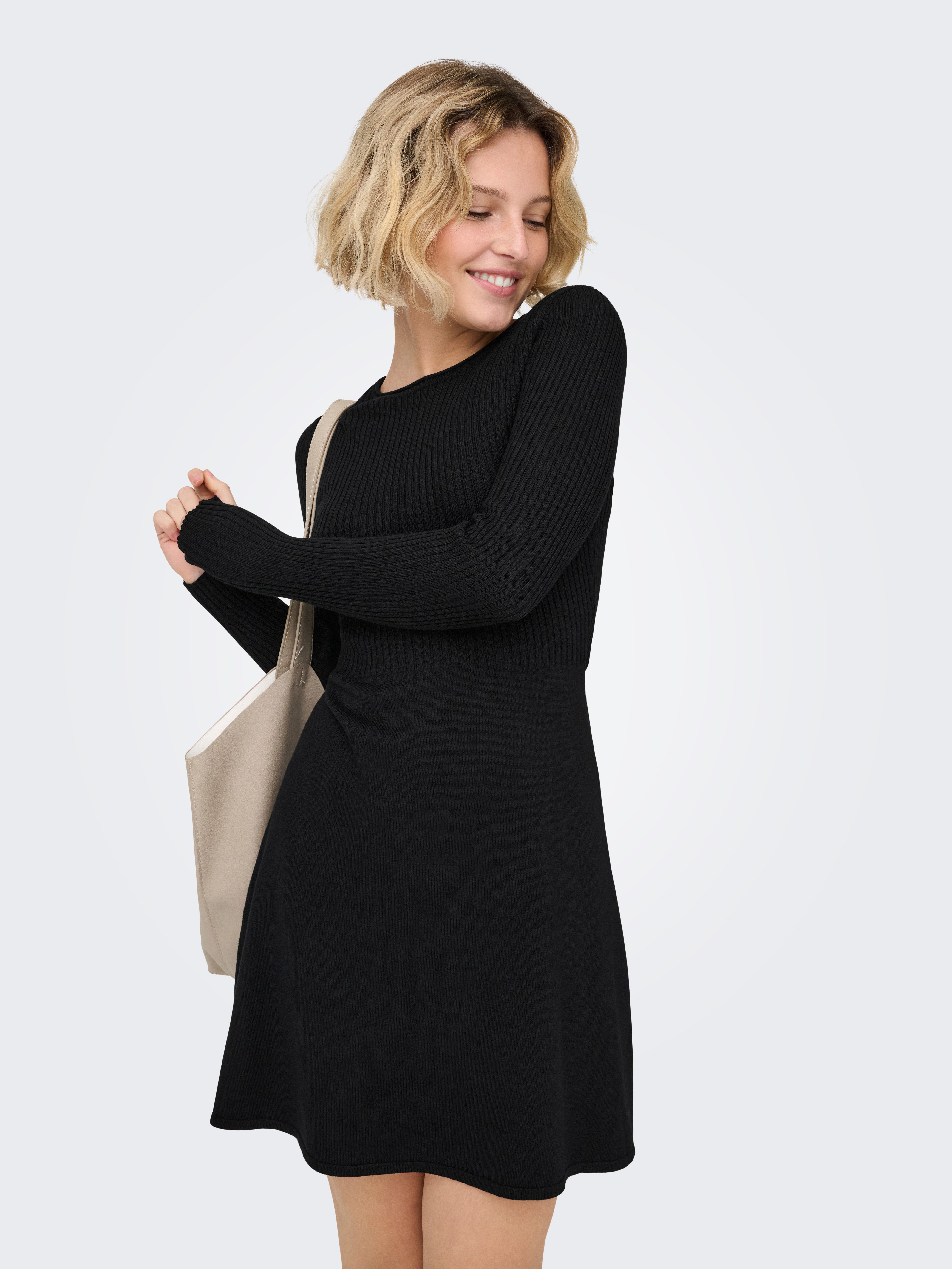 ONLY Minikleid ONLMISTY LIFE LS O-NECK RIB DRES EX KNT Viskosemischung, reg günstig online kaufen