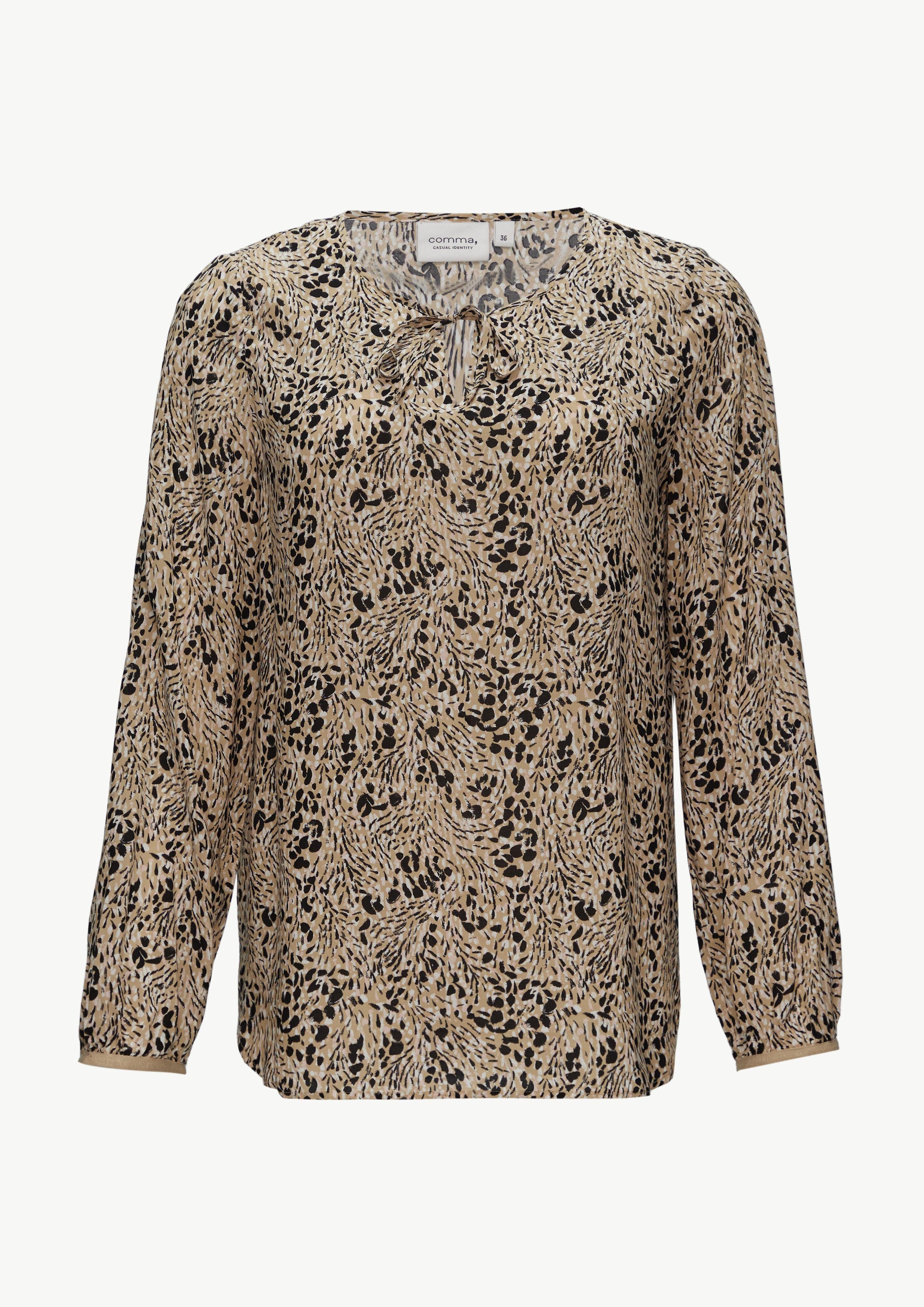 Langarmbluse Bluse mit Bindeband