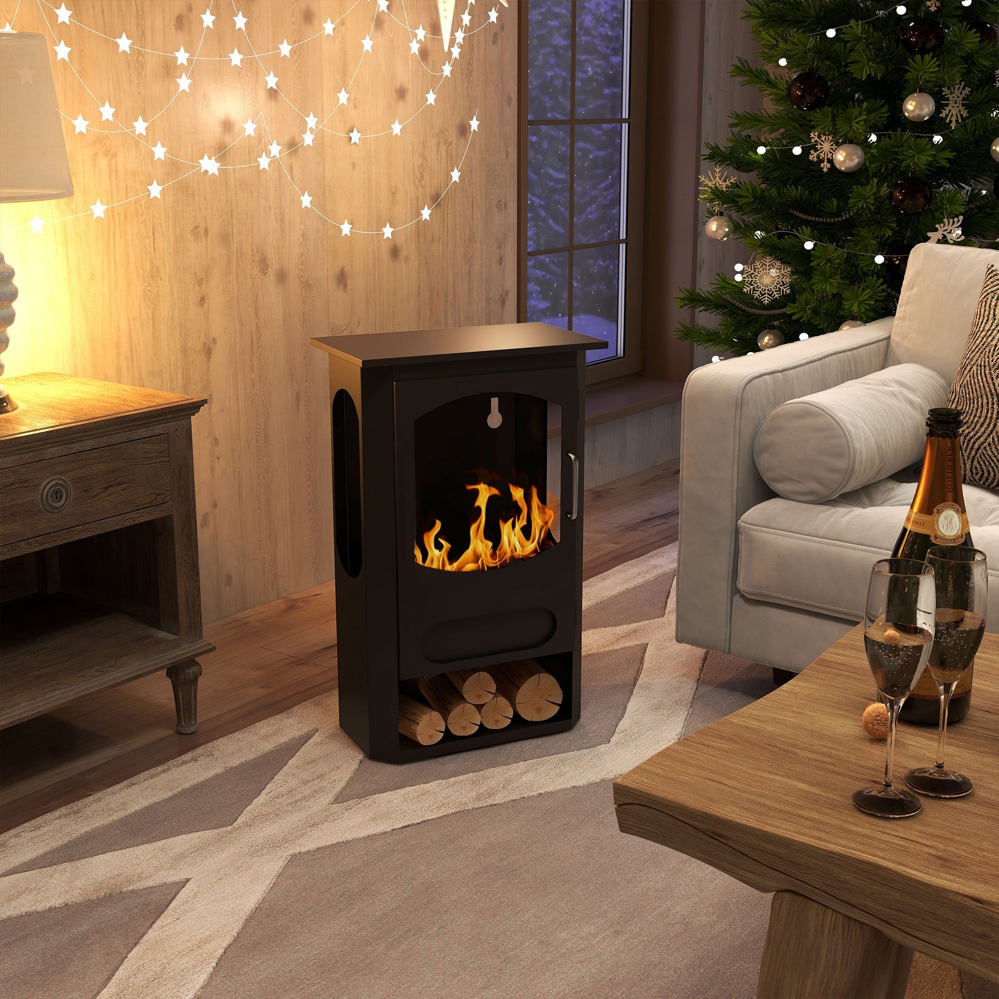 HOMCOM Echtfeuer-Dekokamin Bioethanol Ofen, Ethanol Ofen mit 3h Brenndauer günstig online kaufen
