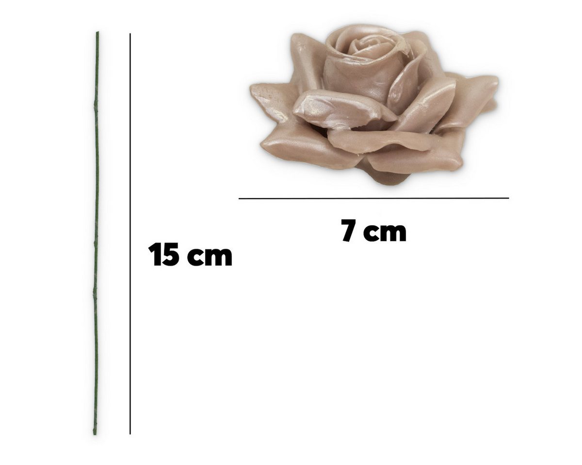 Thumbnail - matches21 HOME & HOBBY Bastelnaturmaterial Textil-Rosen mit Wachs-Blüten als Kunst-Rosen 4er Set perlmutt, (4-tlg), Wass...