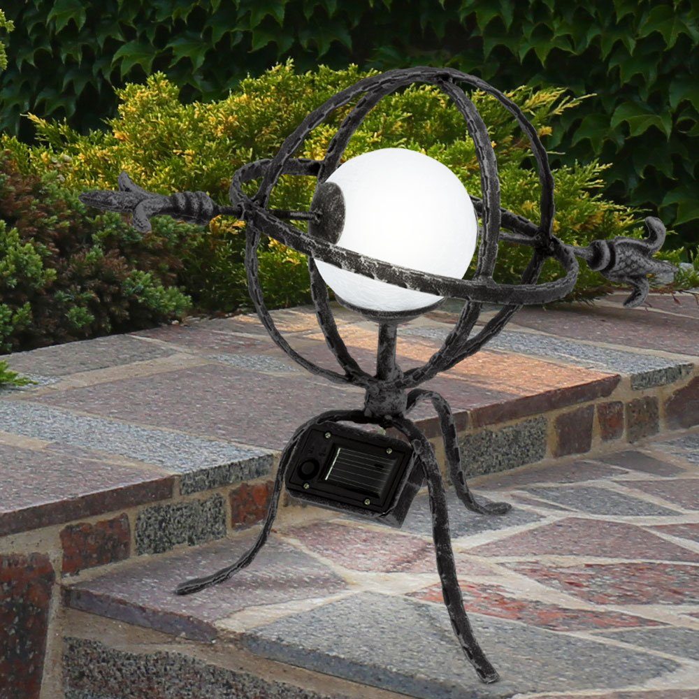 Gartenleuchte, Außenleuchte LED Licht Solarlampe Solarleuchte schwarz Stahl verbaut, LED-Leuchtmittel silber EGLO fest