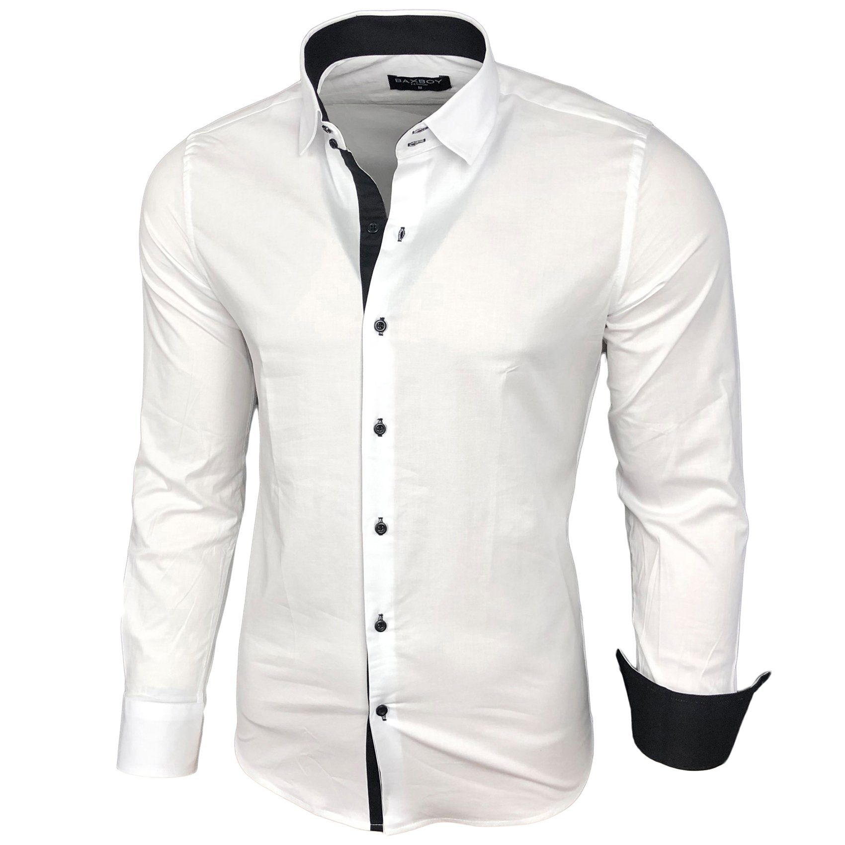 Baxboy Langarmhemd Baxboy Herren Kontrast Hemden Business Freizeit modernes günstig online kaufen