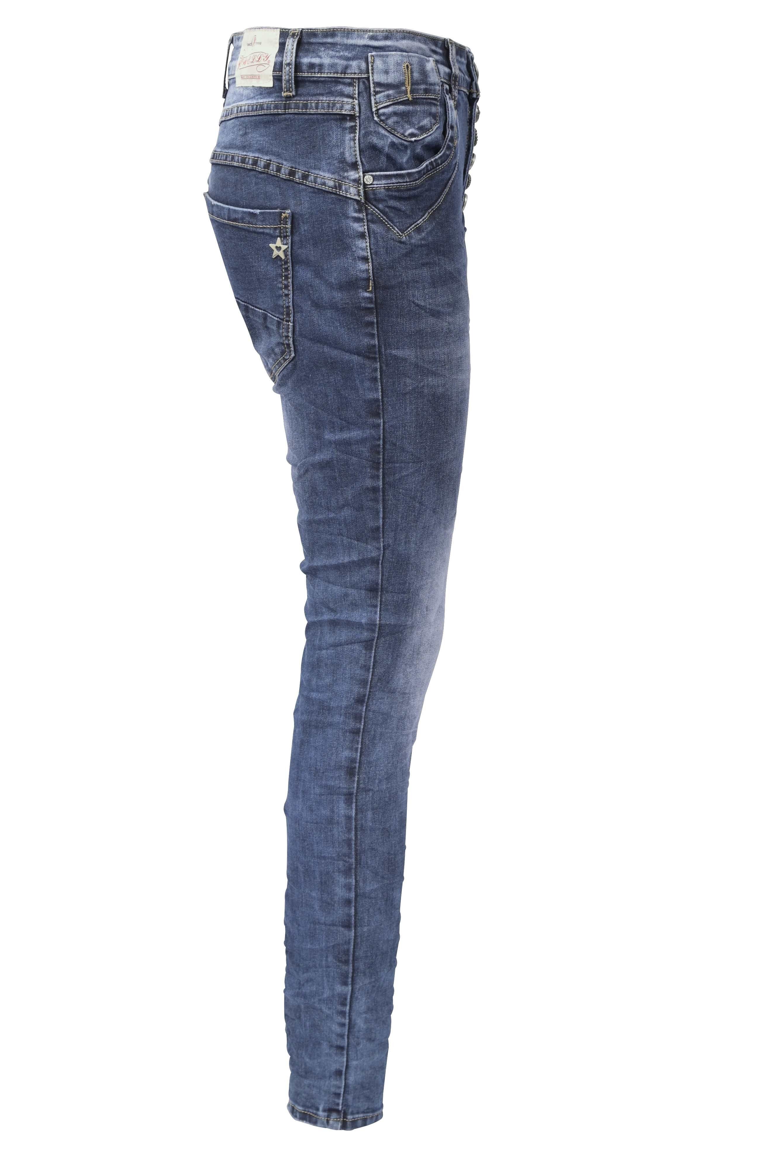 Jewelly Regular-fit-Jeans Stretch im Five-Pocket Jeans Crash-Look
