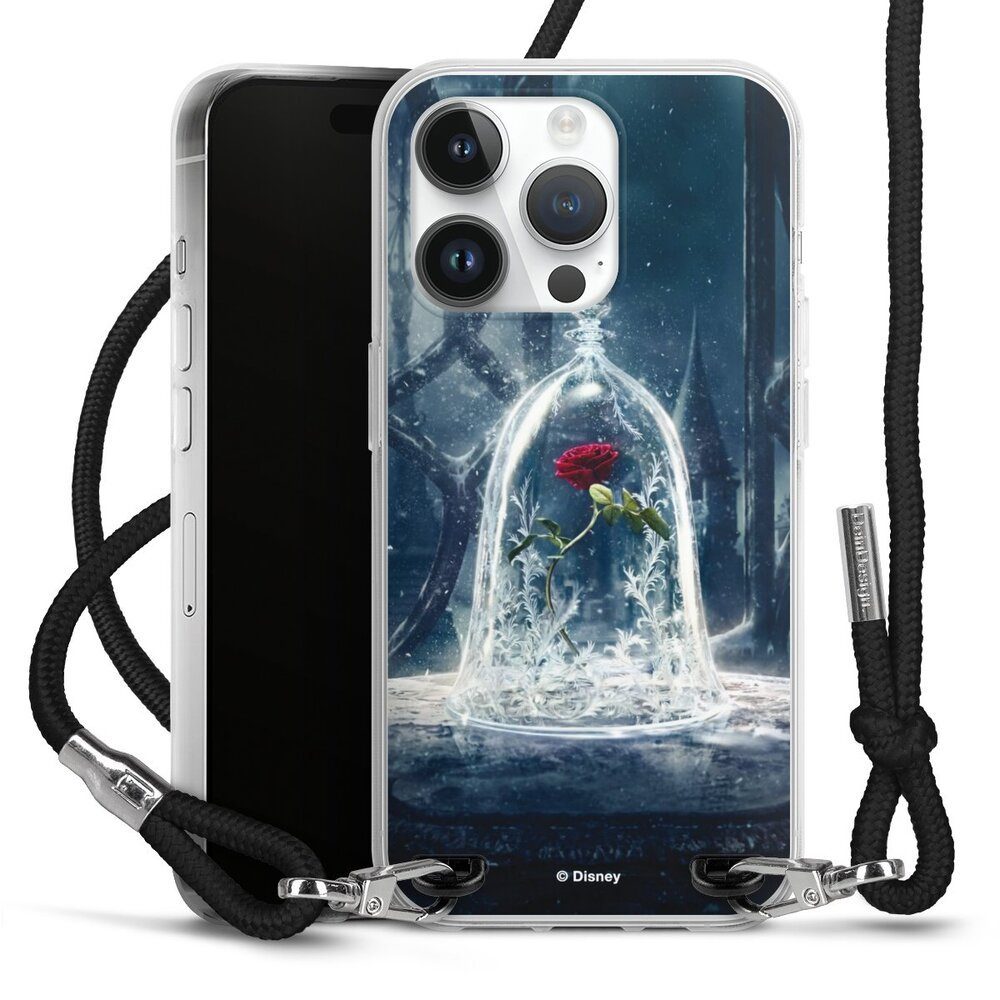 DeinDesign Handyhülle Die Schöne und das Biest Disney Princess Rose Rose Under Glass Movie, Apple iPhone 15 Pro Handykette Hülle mit Band Case zum Umhängen