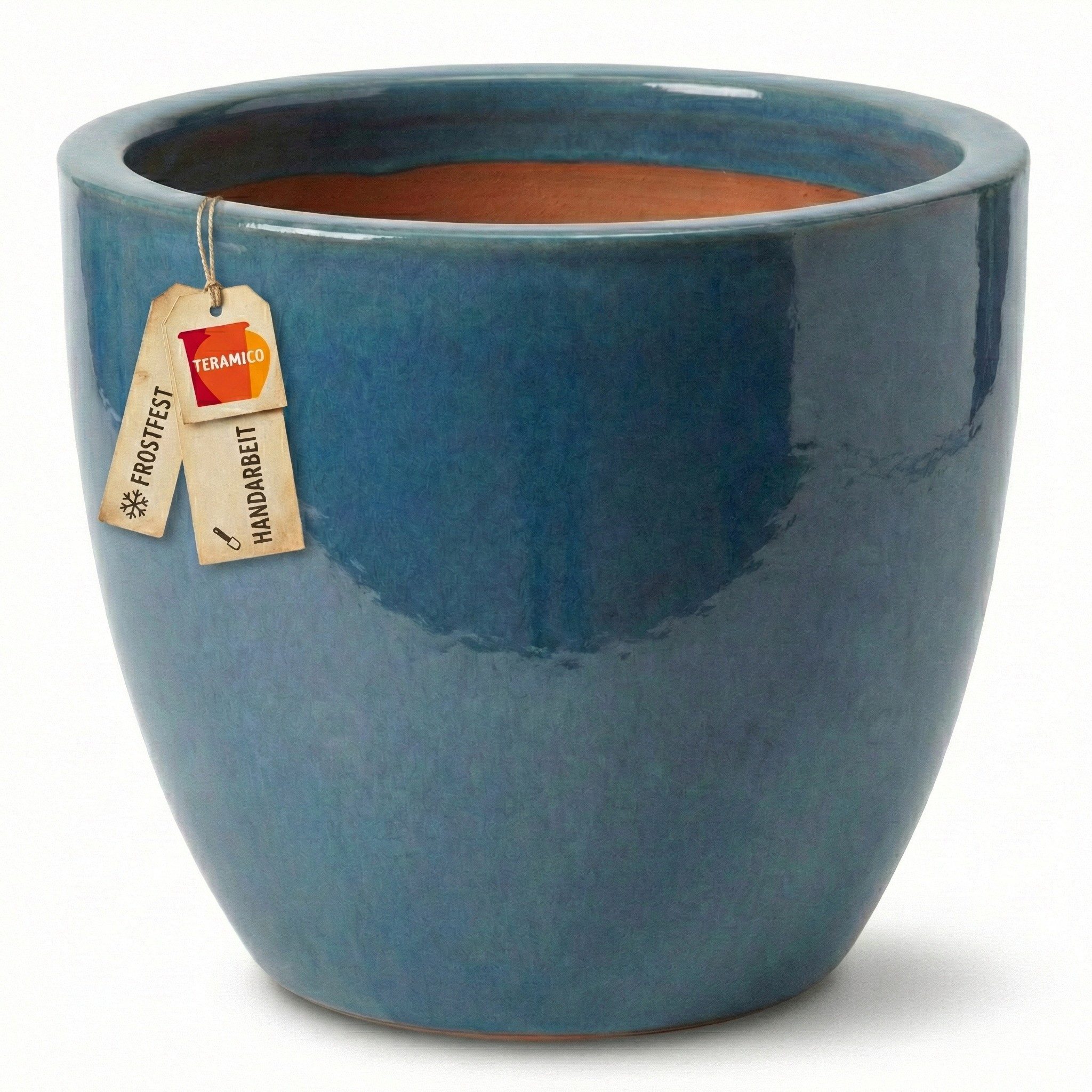 Teramico Blumentopf Pflanzgefäß Keramik "EGG-POT" Jade + Weiß - Ø 21 - 38 cm Frostfest (1 St), Frostfest, UV-Fest