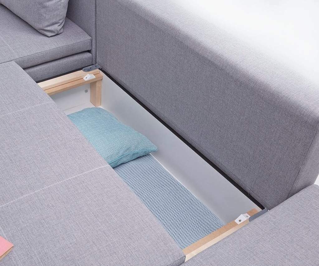 Schlafsofa Textil Sofa, Ecksofa L-form Design JVmoebel Sofa Bettfunktion Couch