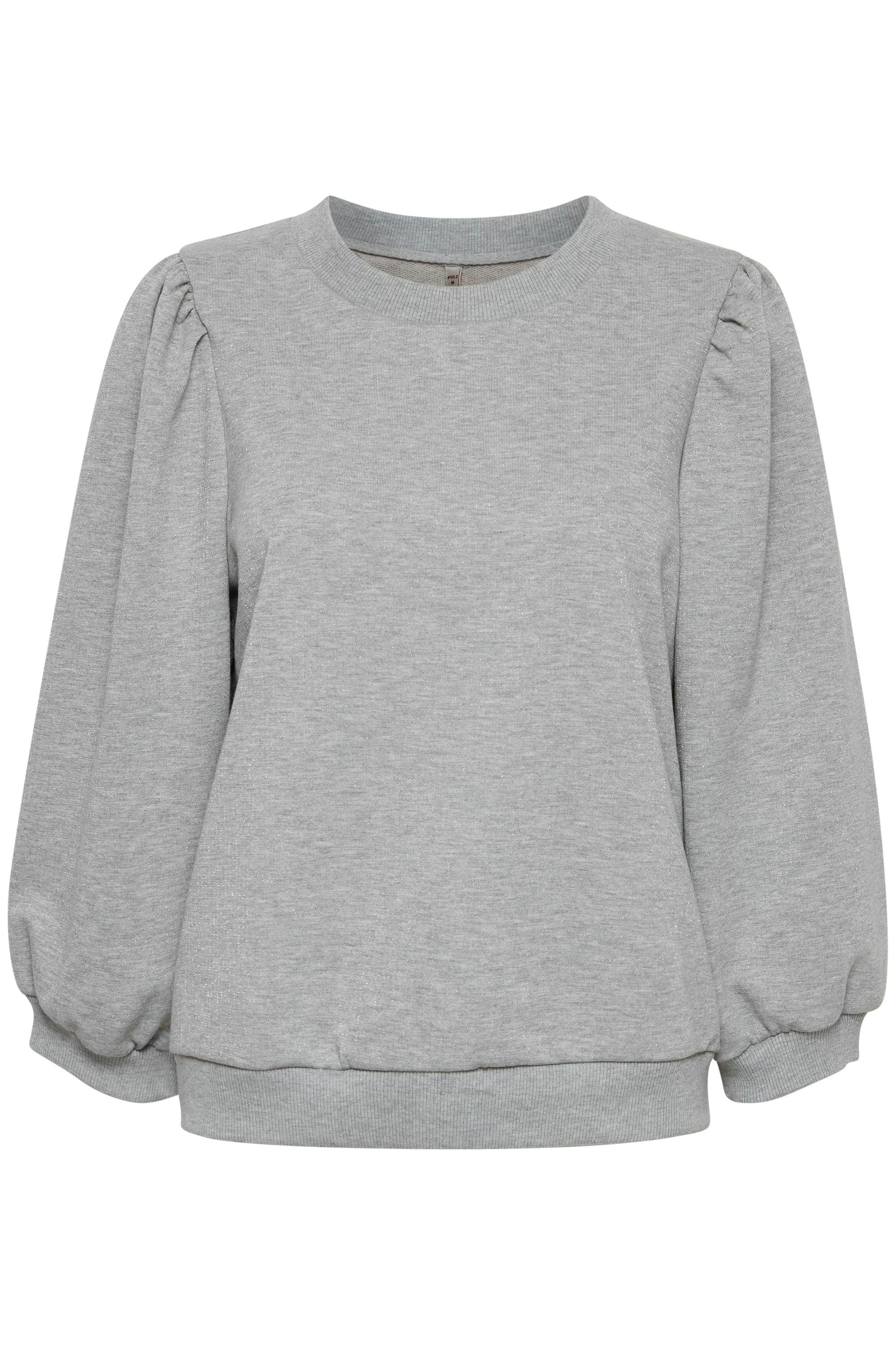 Pulz Jeans Sweatshirt PZSOFIA - Ärmeln (1802011) mit 50206259 Grey Melange Medium Schöner Sweater 3/4