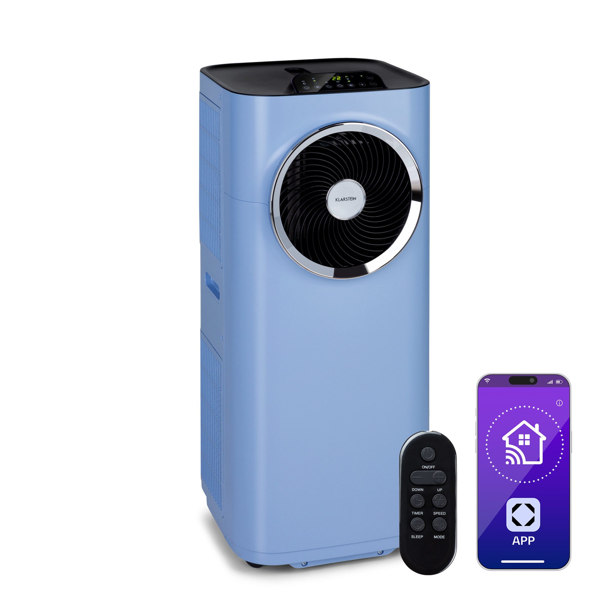 Klarstein Klimagerät Kraftwerk Smart mobile Klimaanlage, 3-in-1 Kühlgerät 12000 BTU mit App Fernbedienung leise bis zu 56 m²