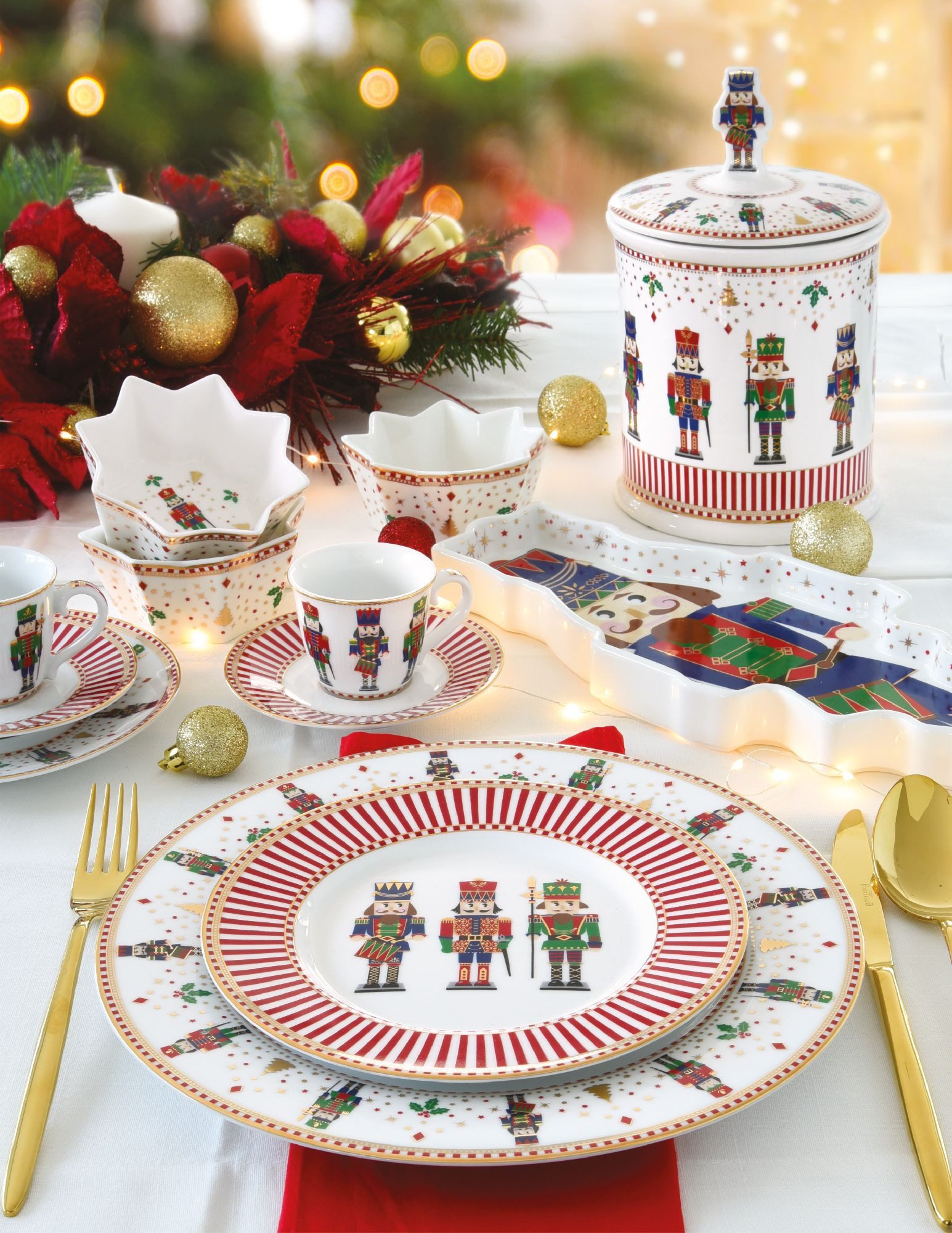EasyLife Tischdecke Nutcracker, Höhe: cm, Farbe: Weiß, Motiv: Nussknacker