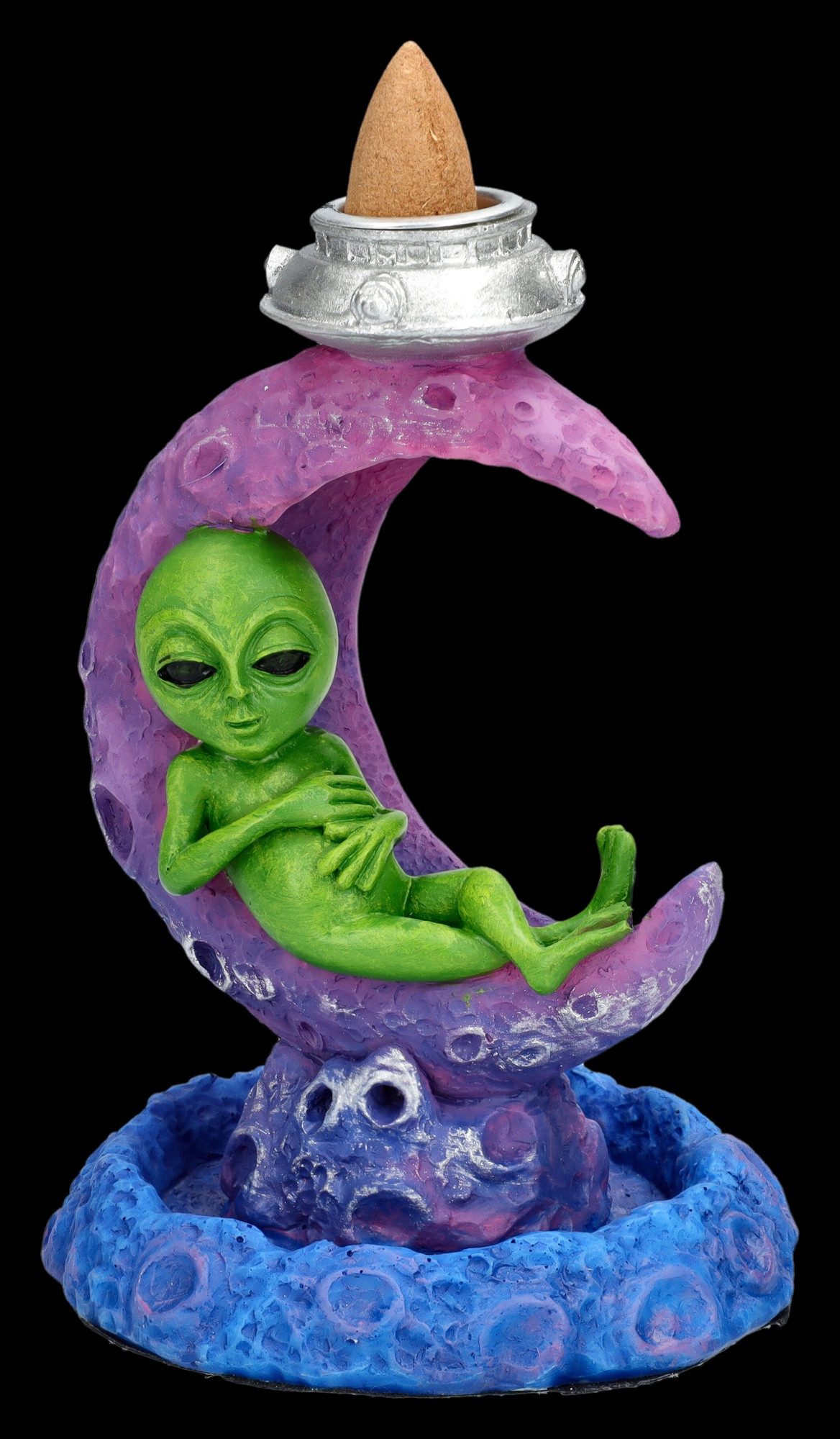 Figuren Shop GmbH Räuchermännchen Mond & Alien Räucherhalter – Backflow Dekofigur Sci-Fi 12cm handbemalt
