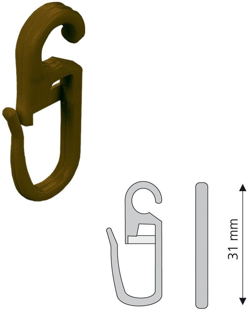 Faltenclip, Liedeco, nussbaum Faltenlegehaken, (Set, Gardinen, Gardinenringe 8-St), für