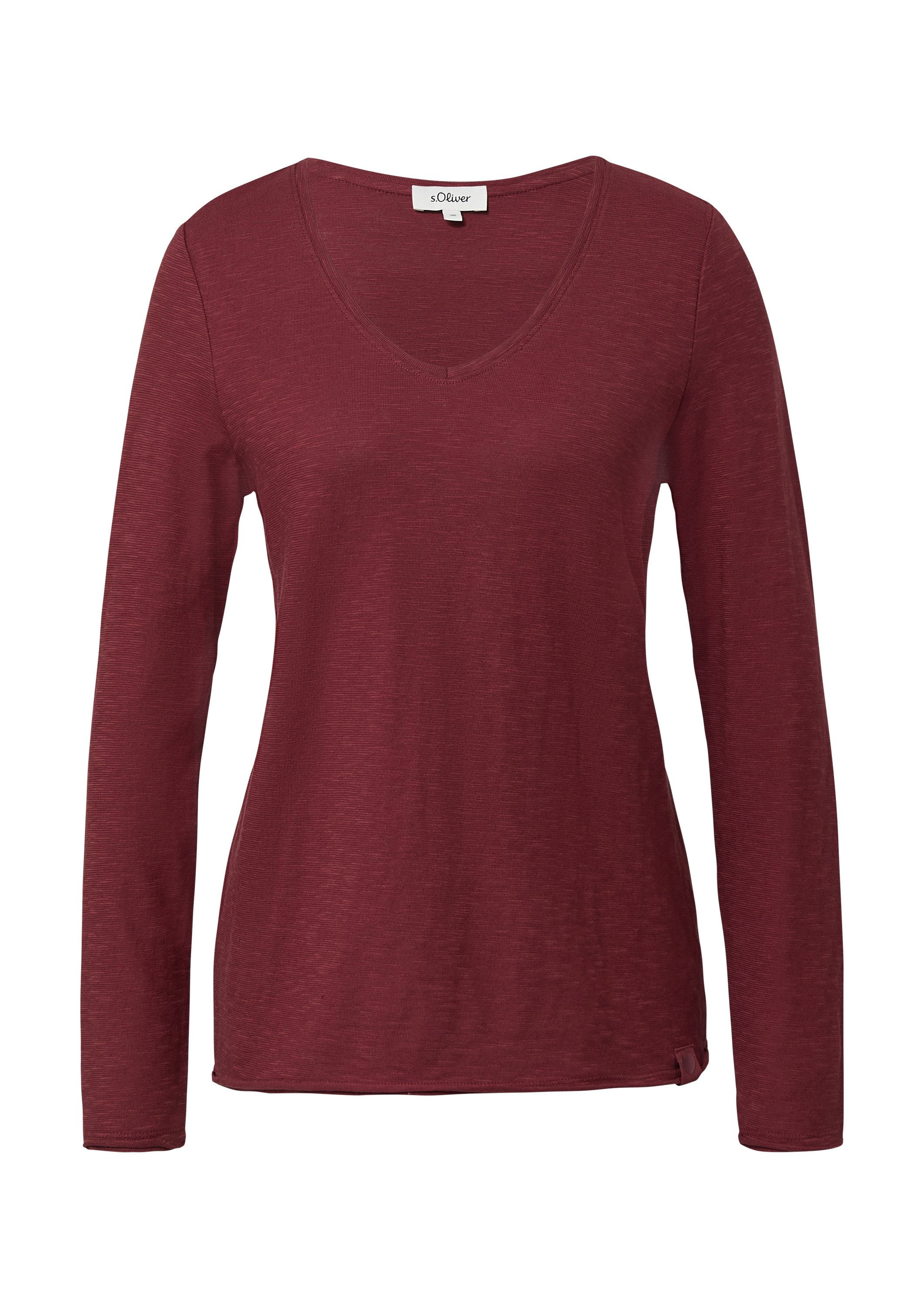 s.Oliver Langarmshirt T-Shirt Jersey-Shirt mit V-Ausschnitt günstig online kaufen