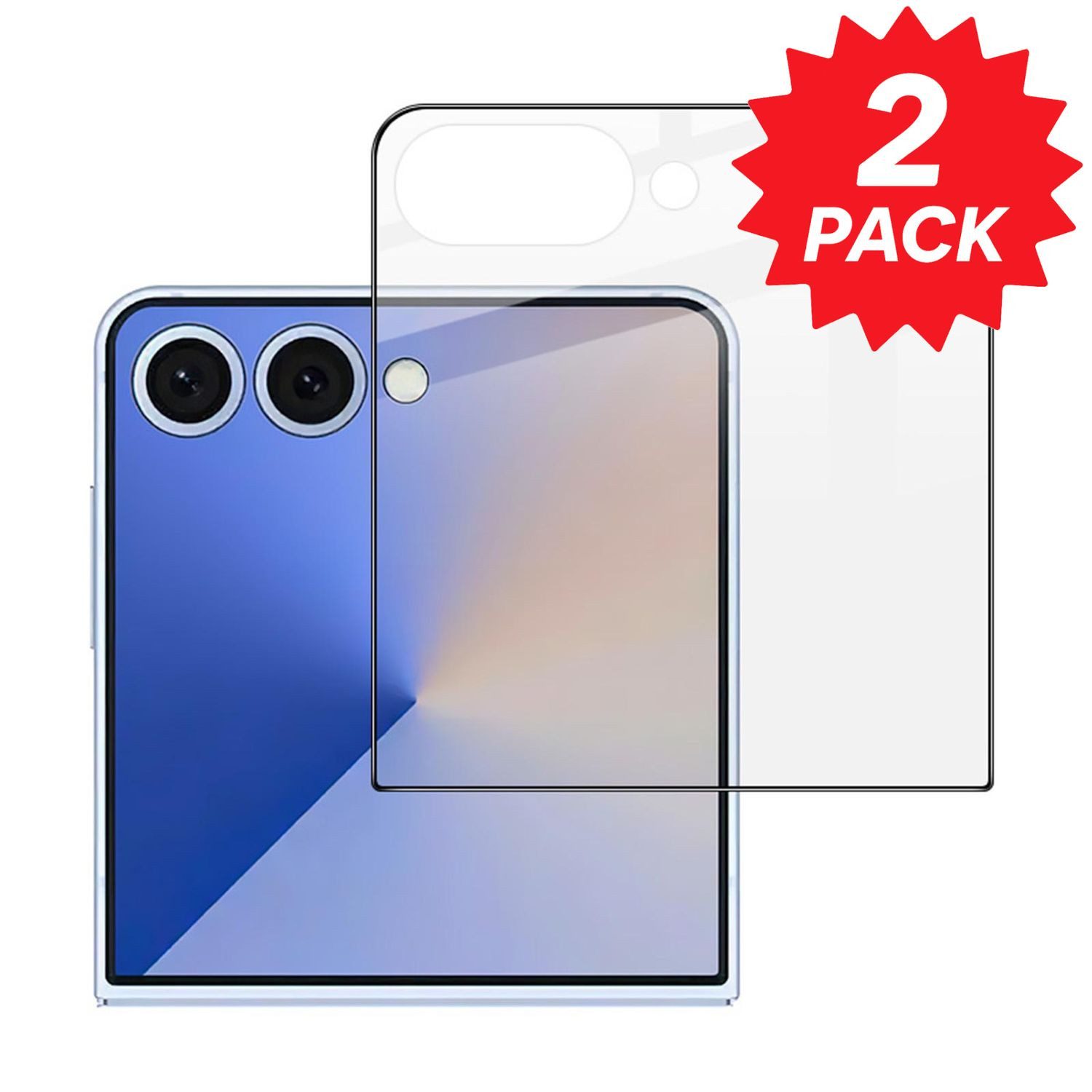 Wigento Handyhülle Für Samsung Galaxy Z Flip7 5G 2x Back Screen 3D Full Schutz Hart Glas, Spar Set 3D Full Display Schutz Glas