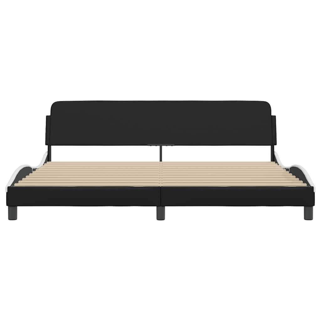vidaXL Bett Bettgestell "Dover" Schwarz und Weiß 200x200 cm Kunstleder
