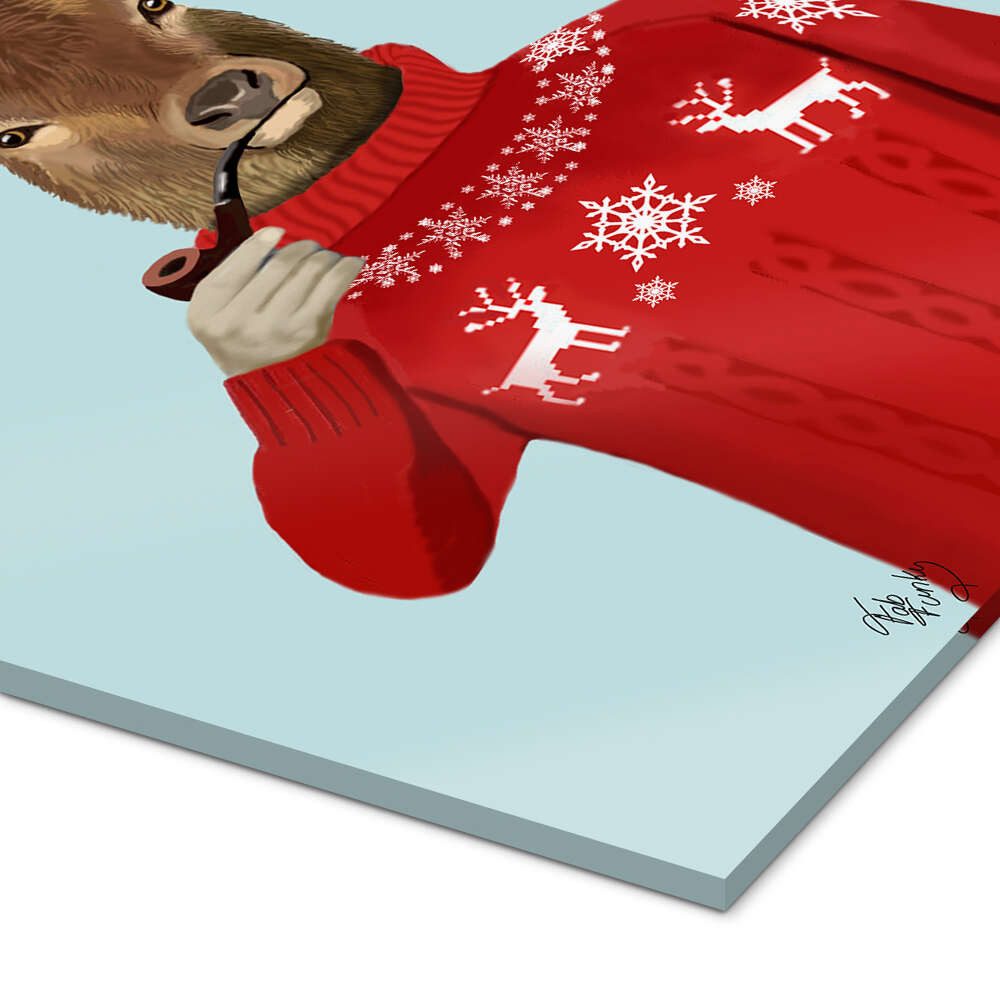 Posterlounge Wandbild Hirsch in Norwegerpulli, Fab Funky, erhältlich als Poster, Leinwandbild, Wandsticker oder Acrylglasbild