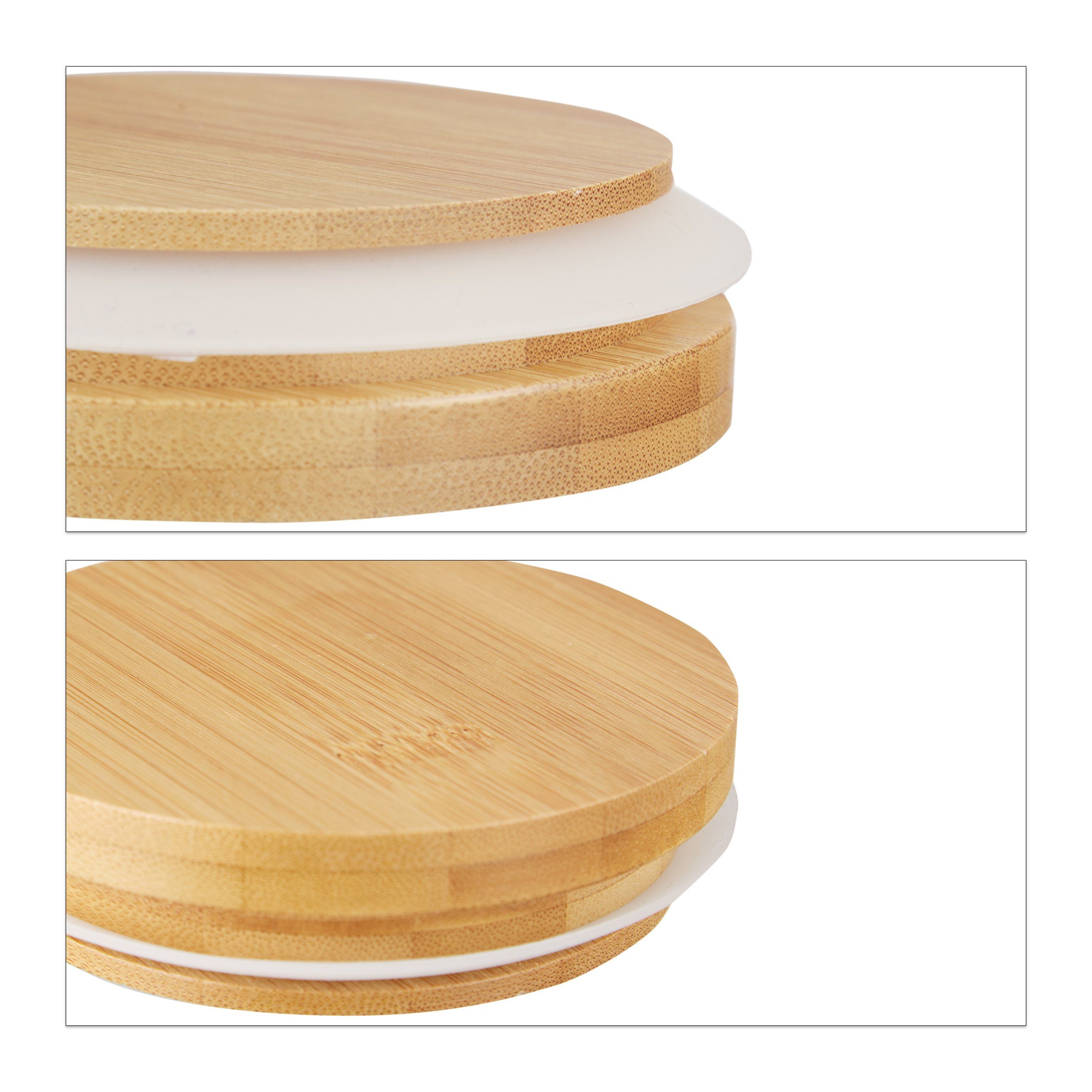 relaxdays Vorratsdose 3er Set Vorratsdosen Glas ver. Größen, Silikon