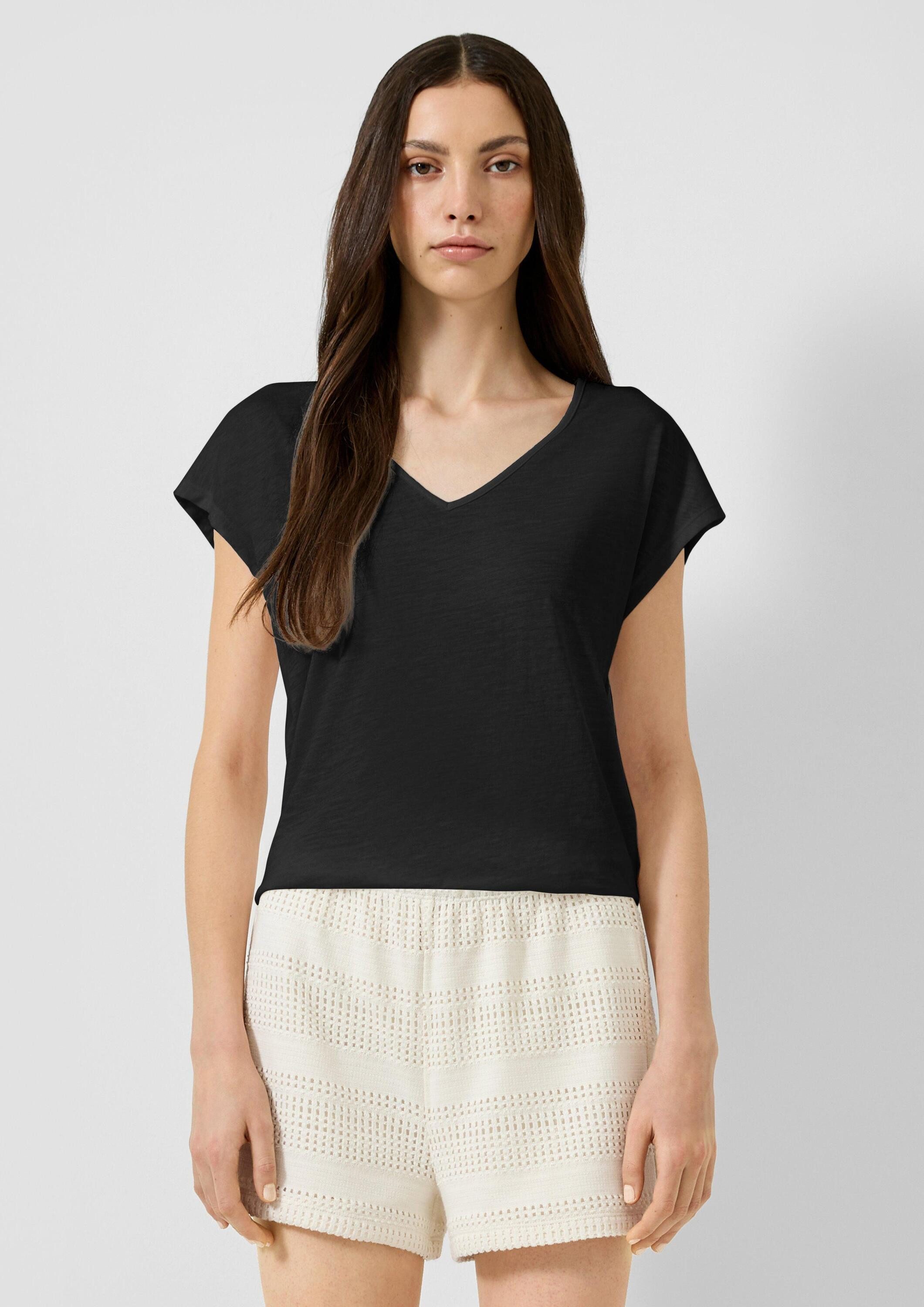 QS Kurzarmshirt T-Shirt T-Shirt mit Spitzendetail