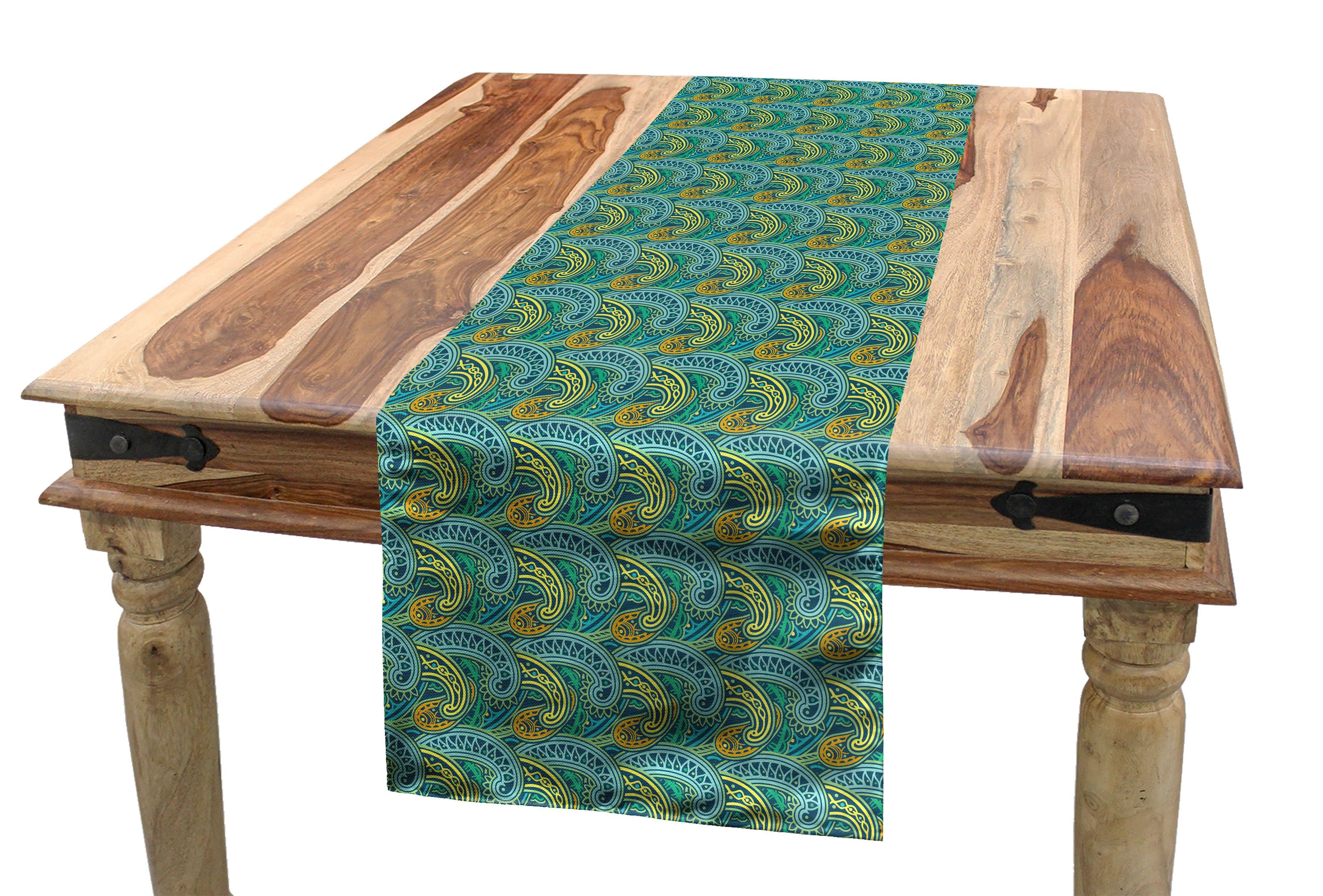 Abakuhaus Tischläufer Esszimmer Küche Rechteckiger Dekorativer Tischläufer, orientalisch Geometrisches Paisley-Muster
