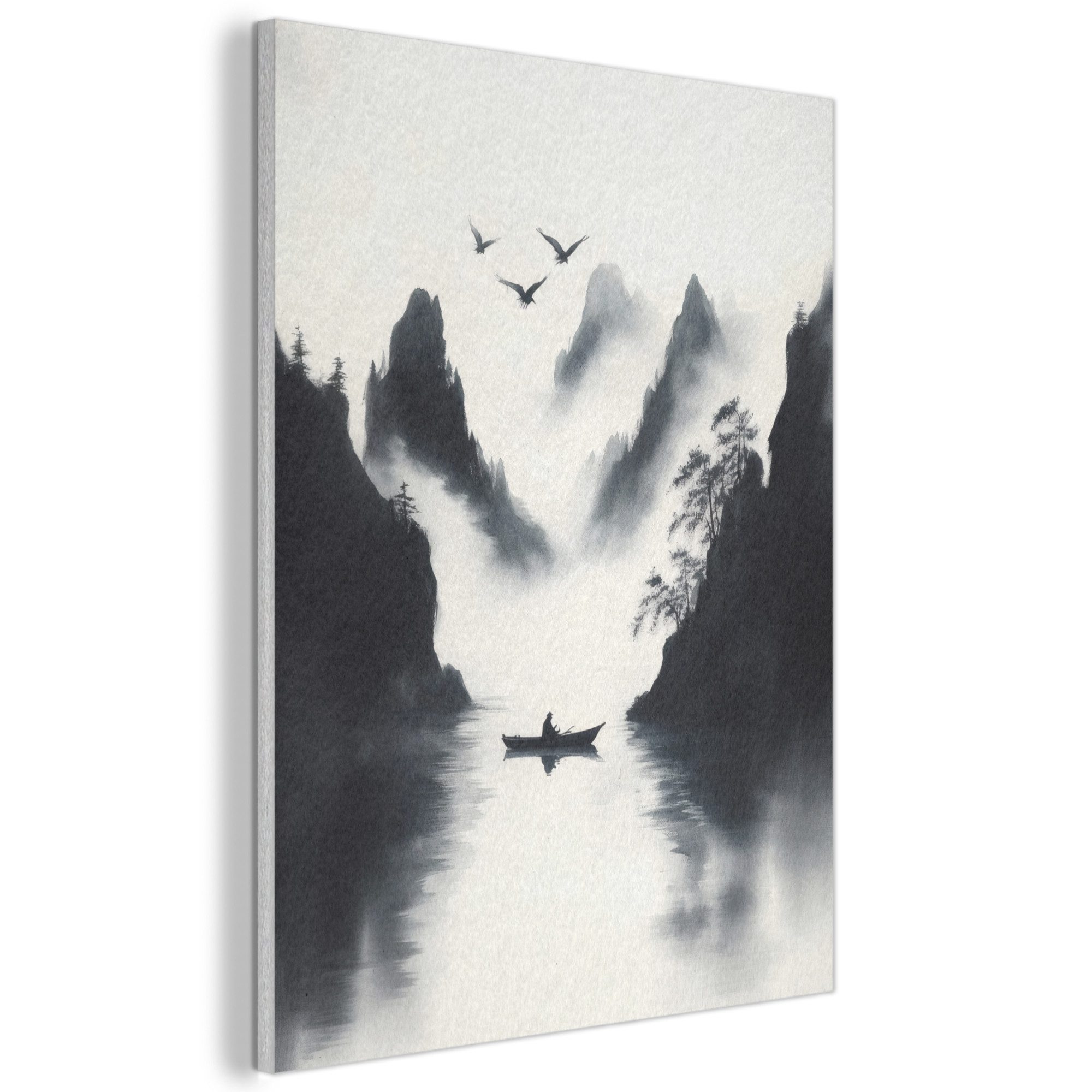 MuchoWow Gemälde Ruderboot - Neblig - günstig online kaufen